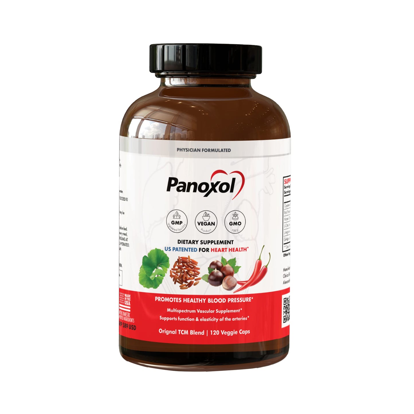 Panoxol Blood Pressure Supplements Nitric Oxide Capsule, 120 Capsules