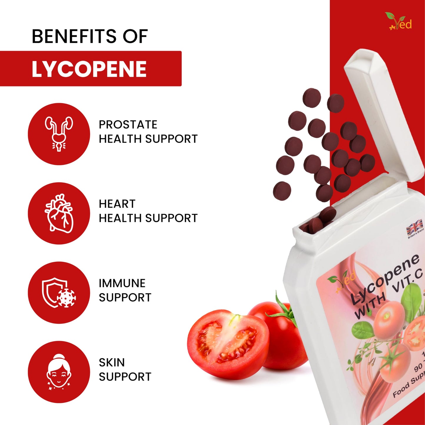 Ved Lycopene Supplement 100mg Tablet 180 Tablets