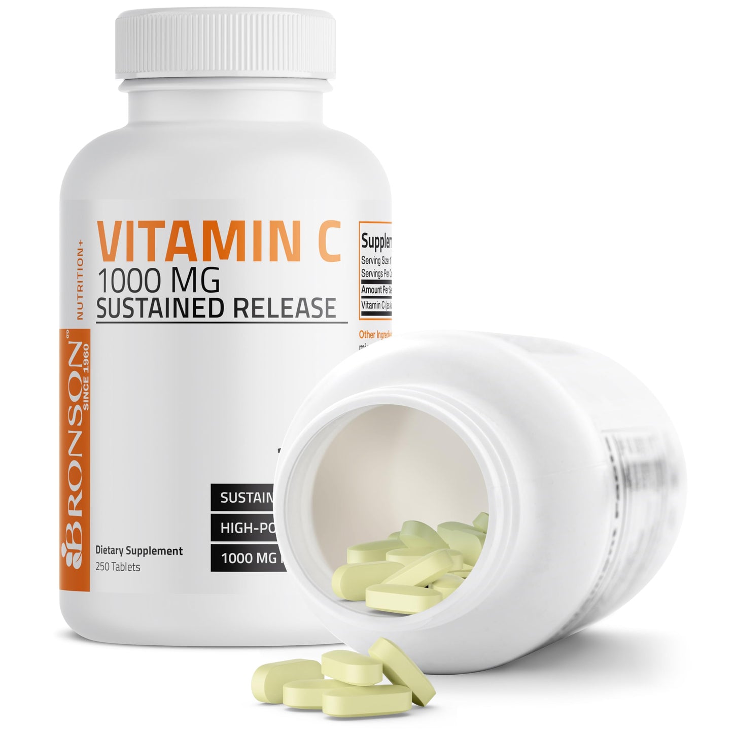 Bronson Vitamin C 1000 mg Sustained Release Premium Non-GMO Ascorbic Acid, 250 Tablets