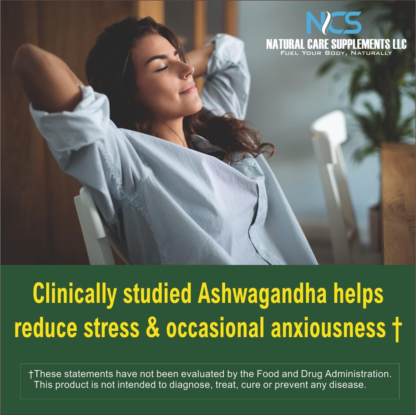 Natural Care Supplements Ashwagandha 450mg – Herbal Supplement with Black Pepper Capsules, 120 Count