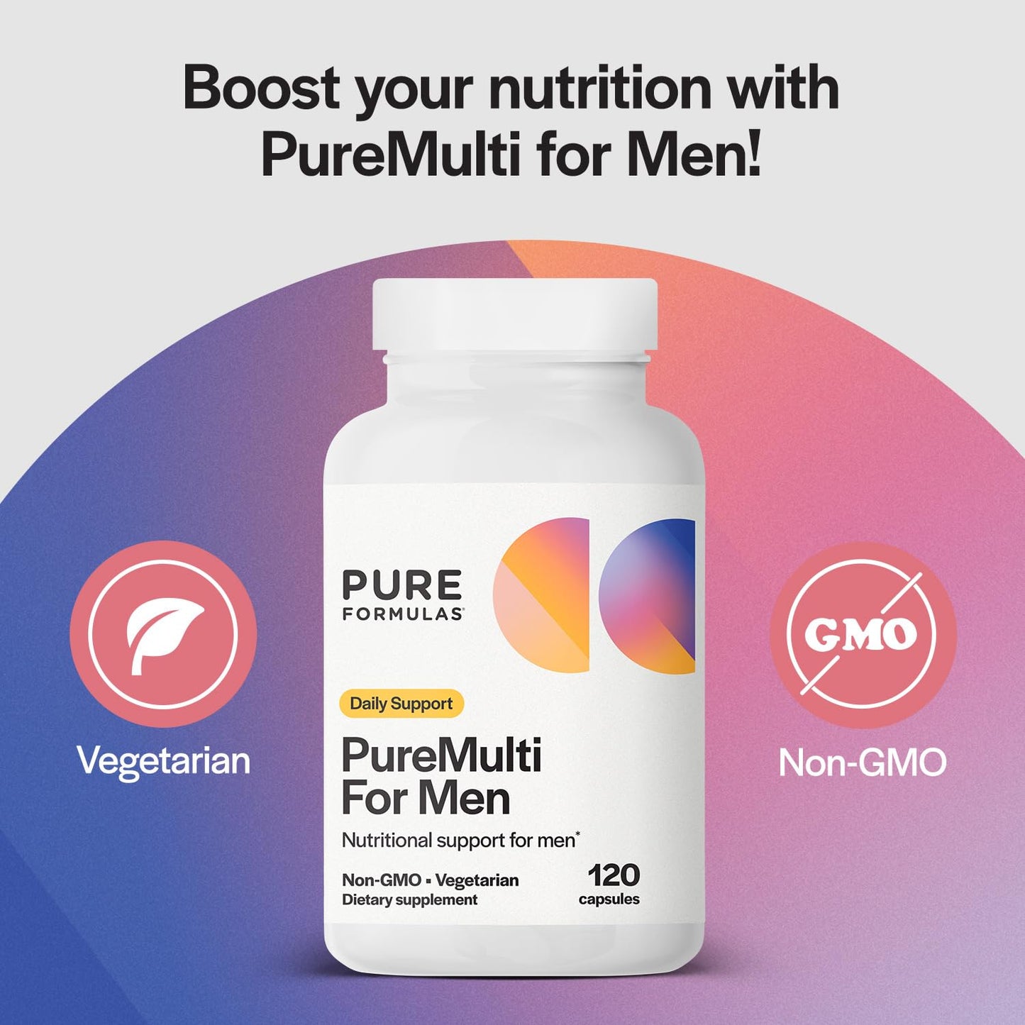 PureFormulas PureMulti for Men Daily Comprehensive Multivitamin Capsule, 120 Count