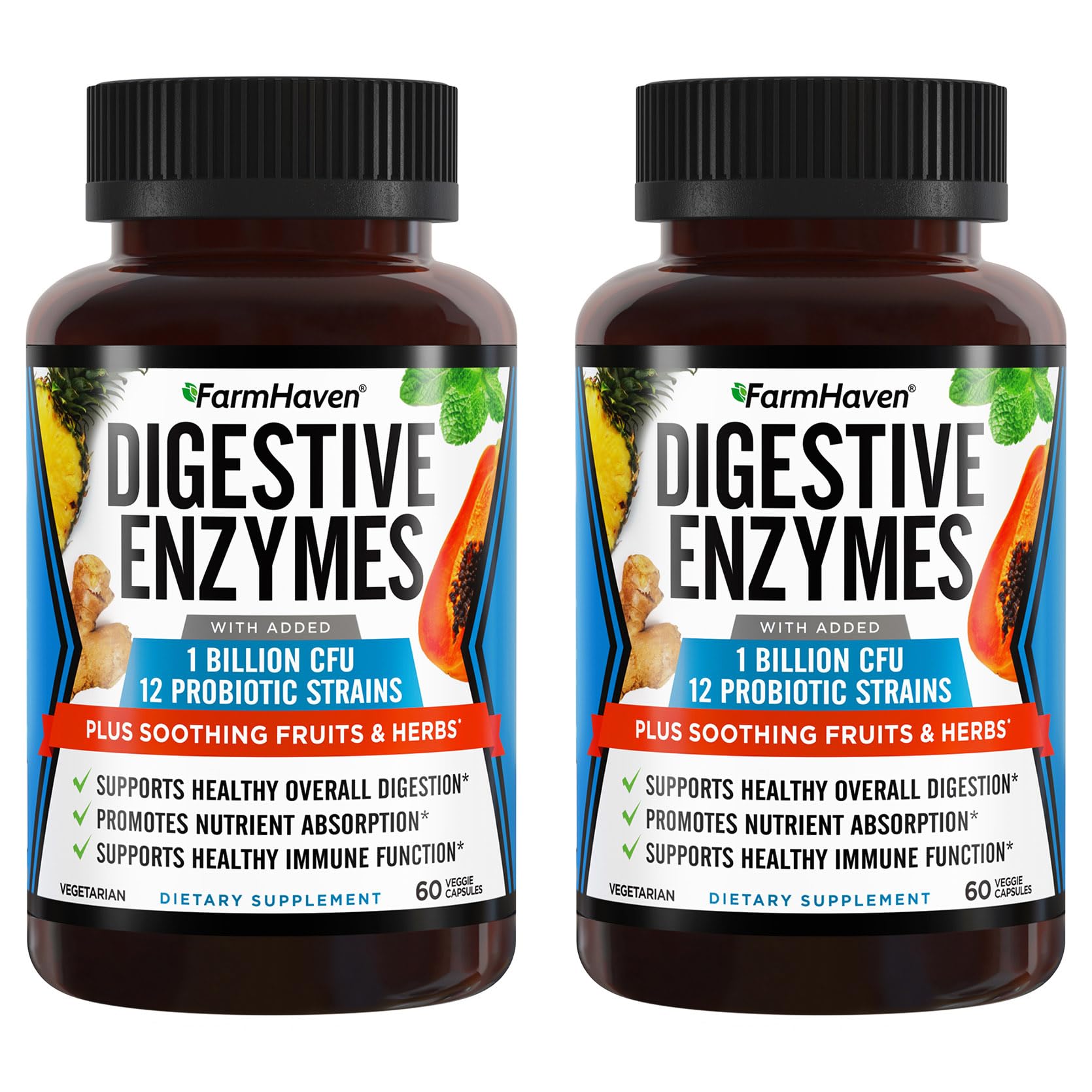 FarmHaven Digestive Enzymes with 18 Probiotics & Herbs, 120 Capsules