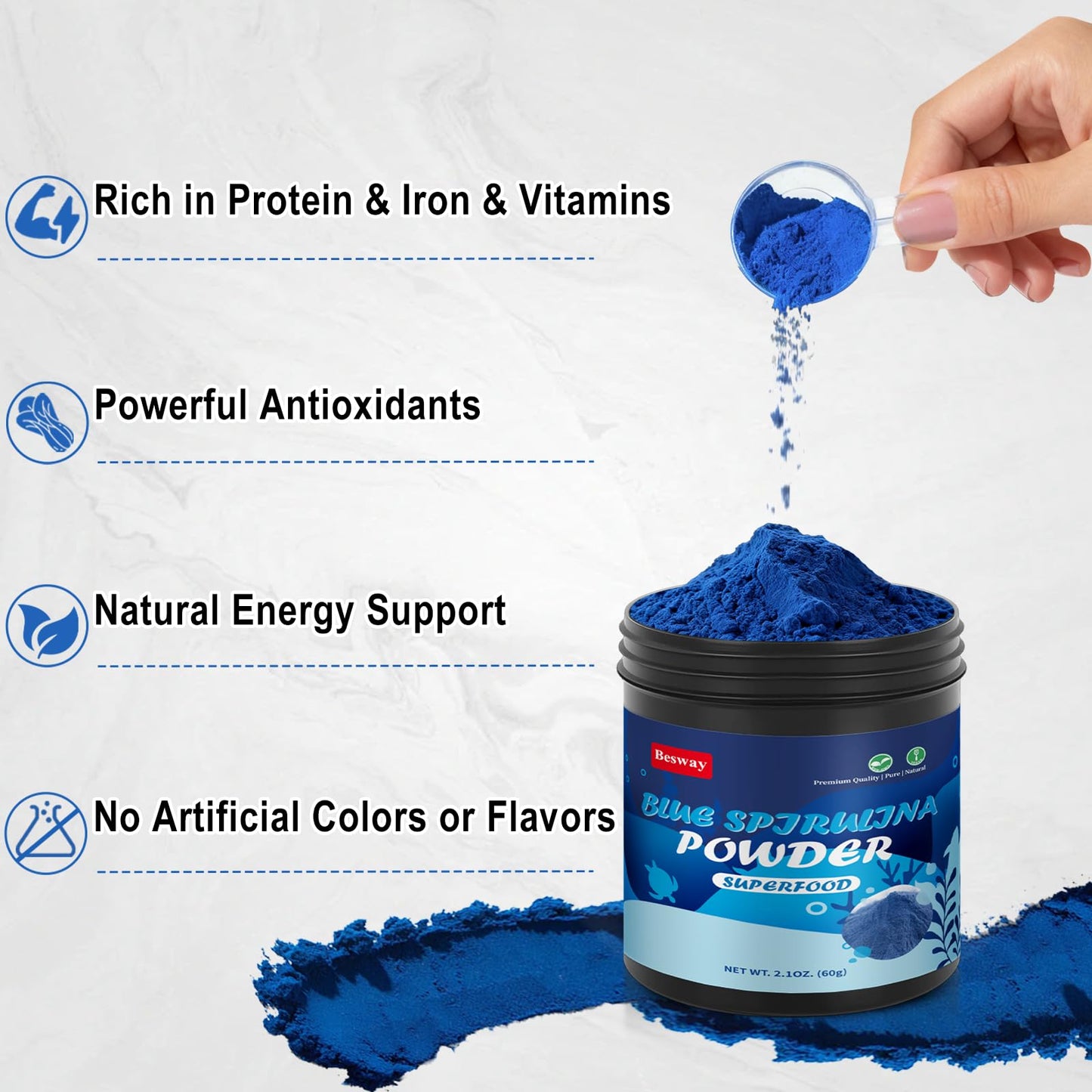 Besway Blue Spirulina Powder 2.12 oz