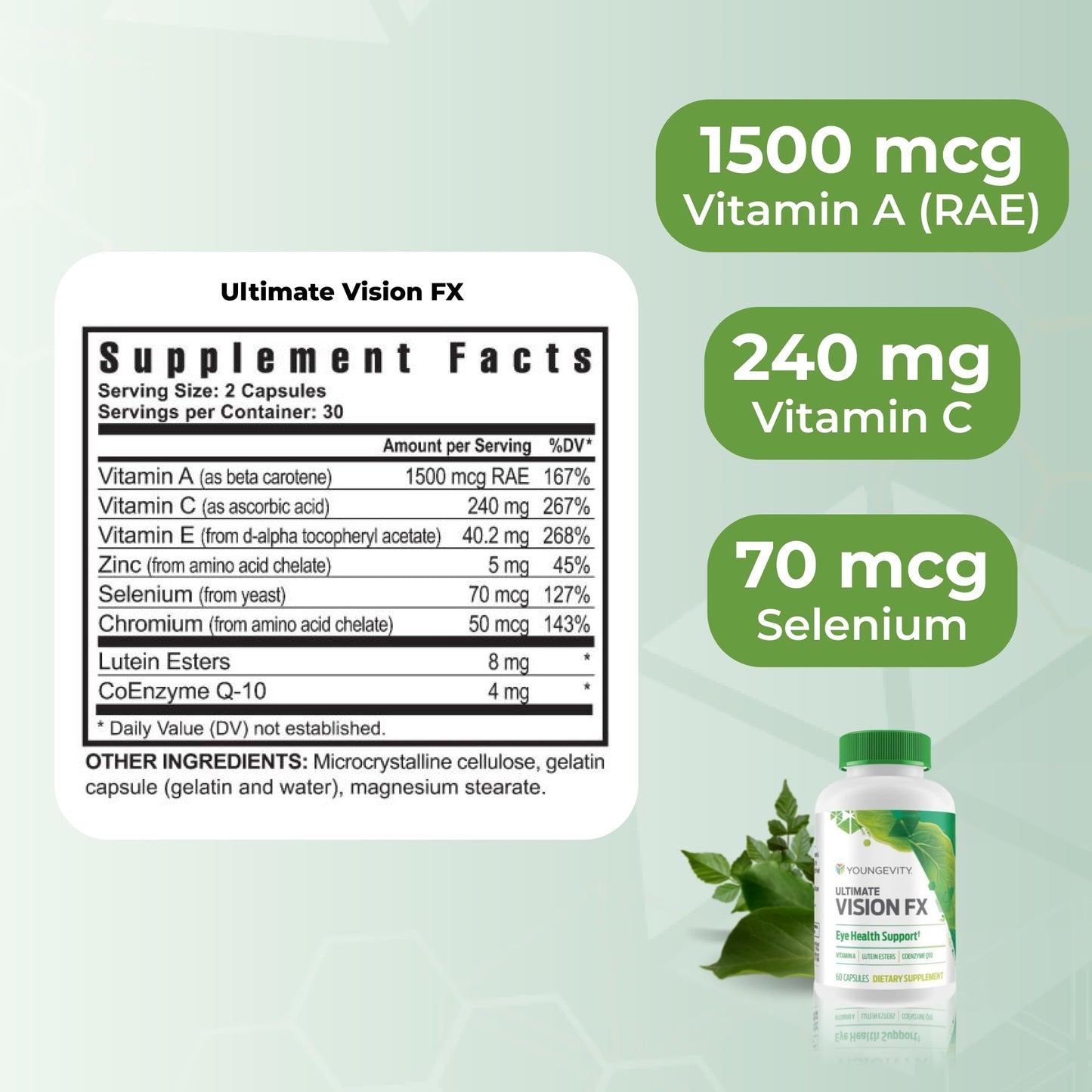 Youngevity Ultimate Vision FX Eye Health Supplement with Lutein Capsules 60 Count