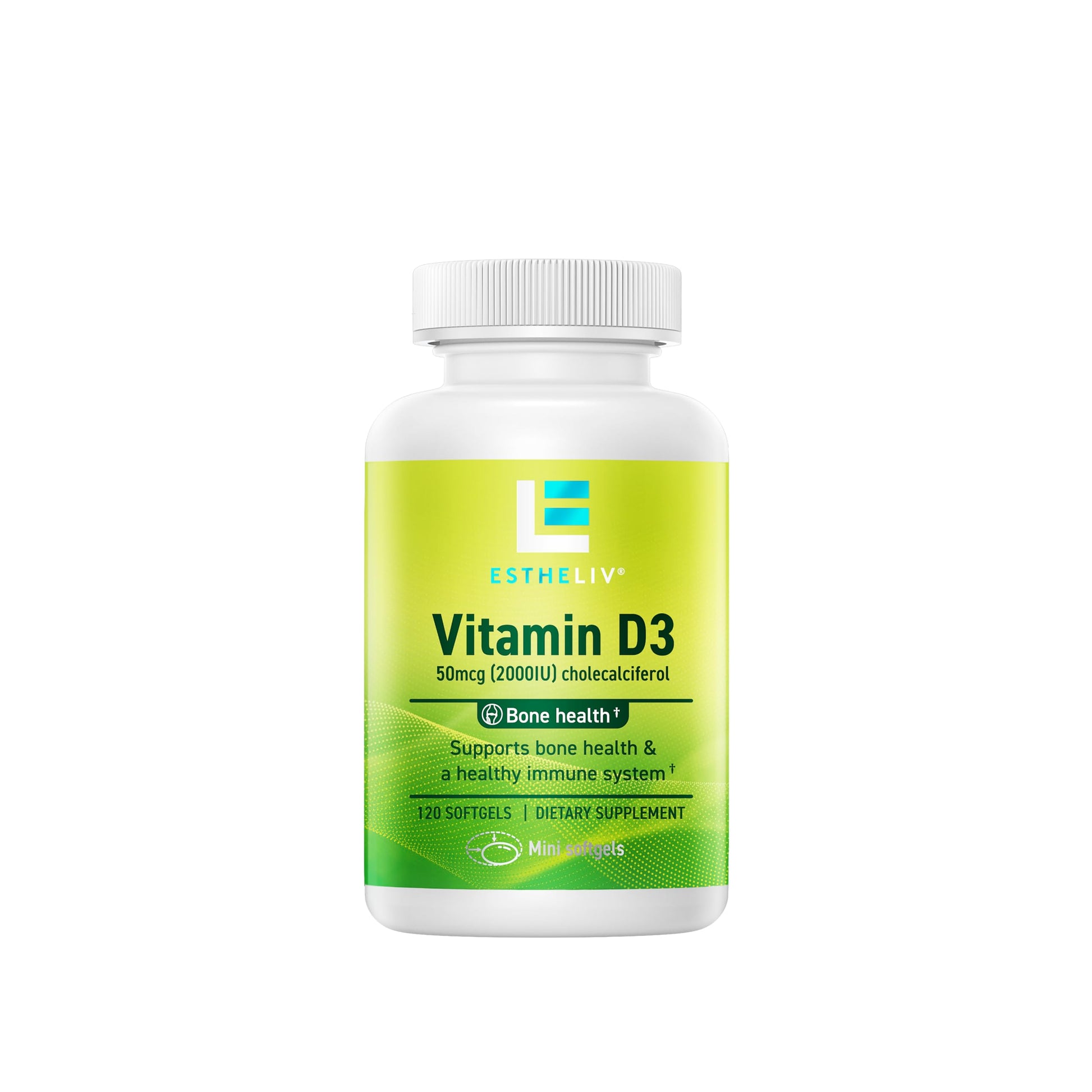 ESTHELIV Vitamin D3 2000IU Softgel, 120 Count