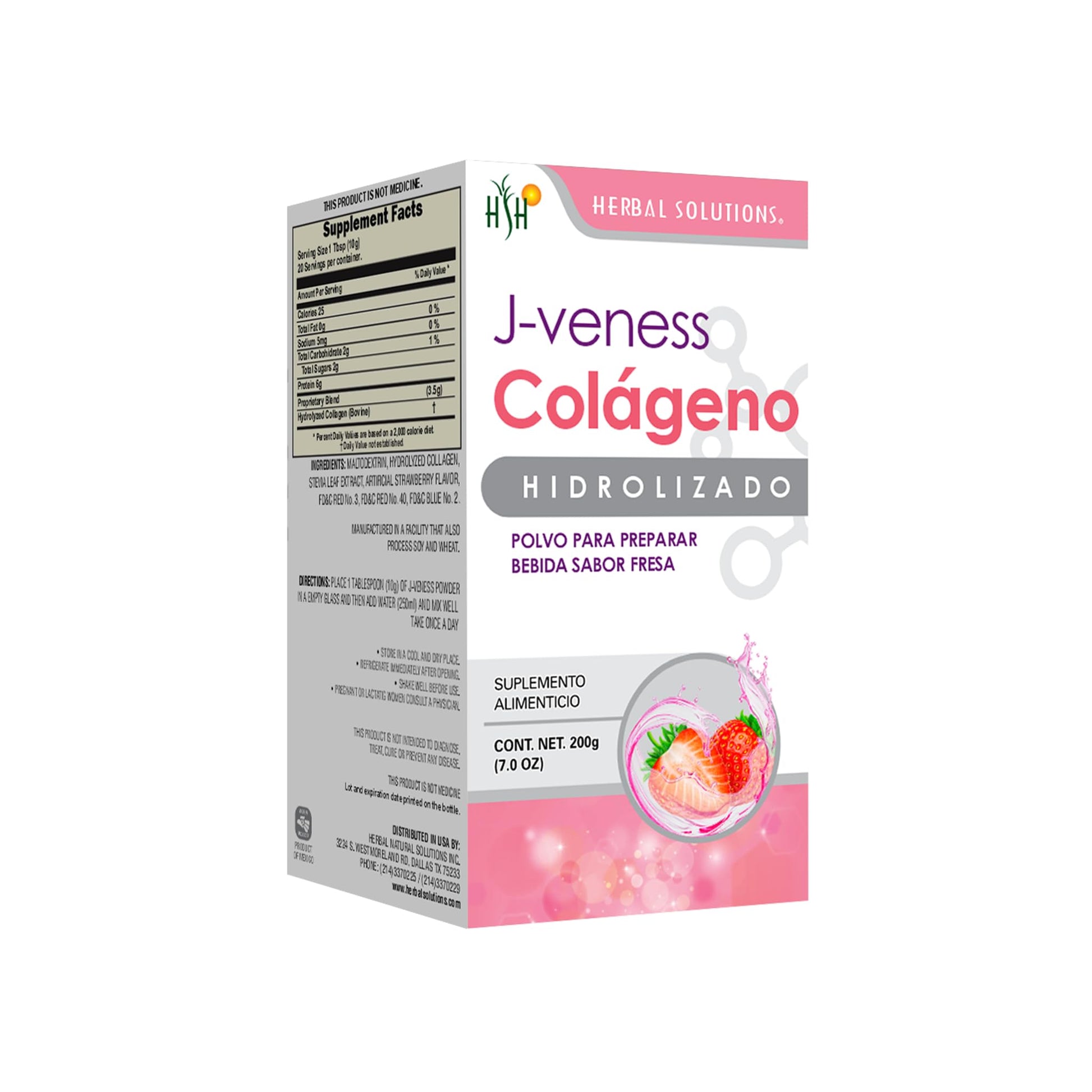 Herbal Solutions Health J-Veness Collagen Powder Strawberry 7 oz