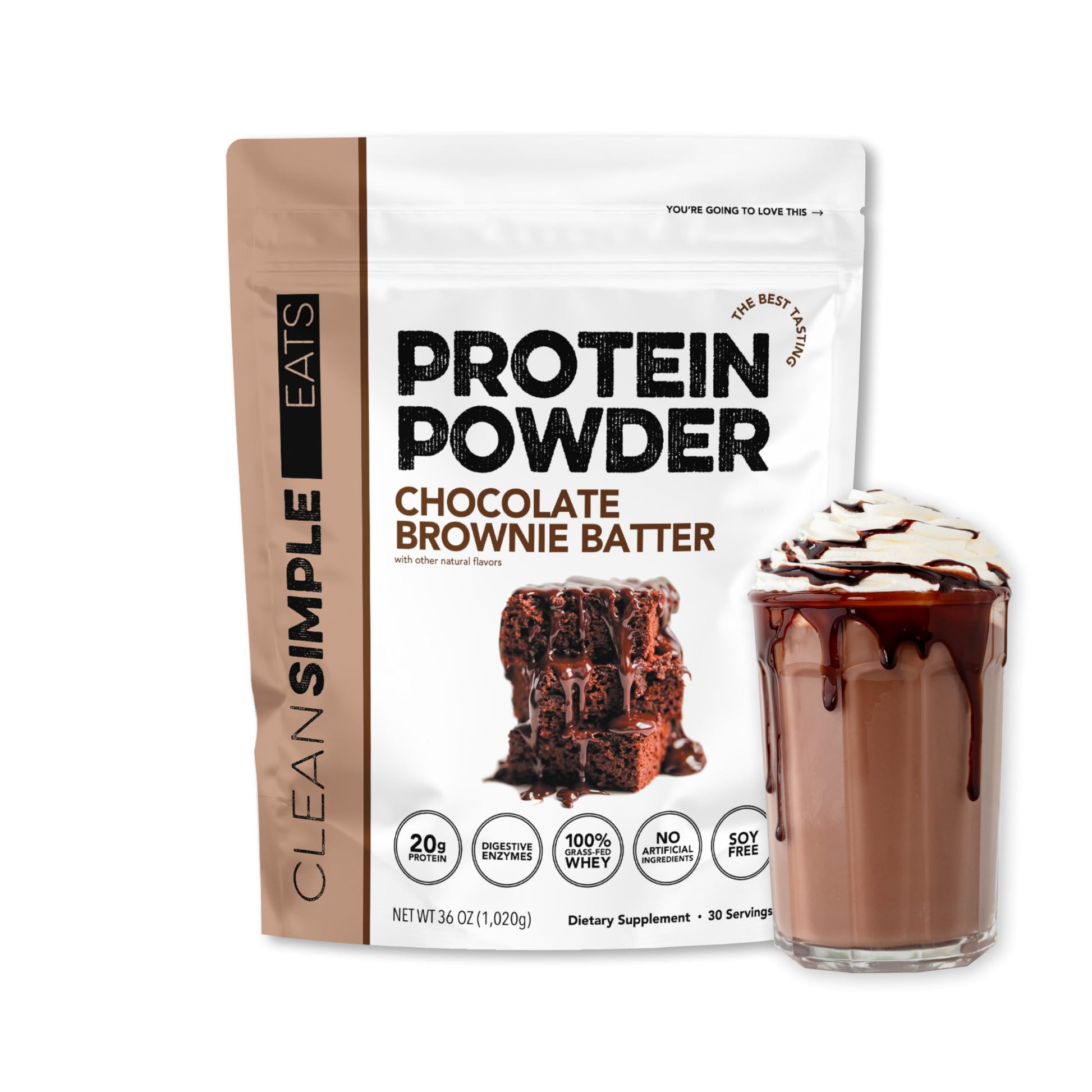 Clean Simple Eats Whey Isolate Protein Powder Brownie Batter, 30 Servings