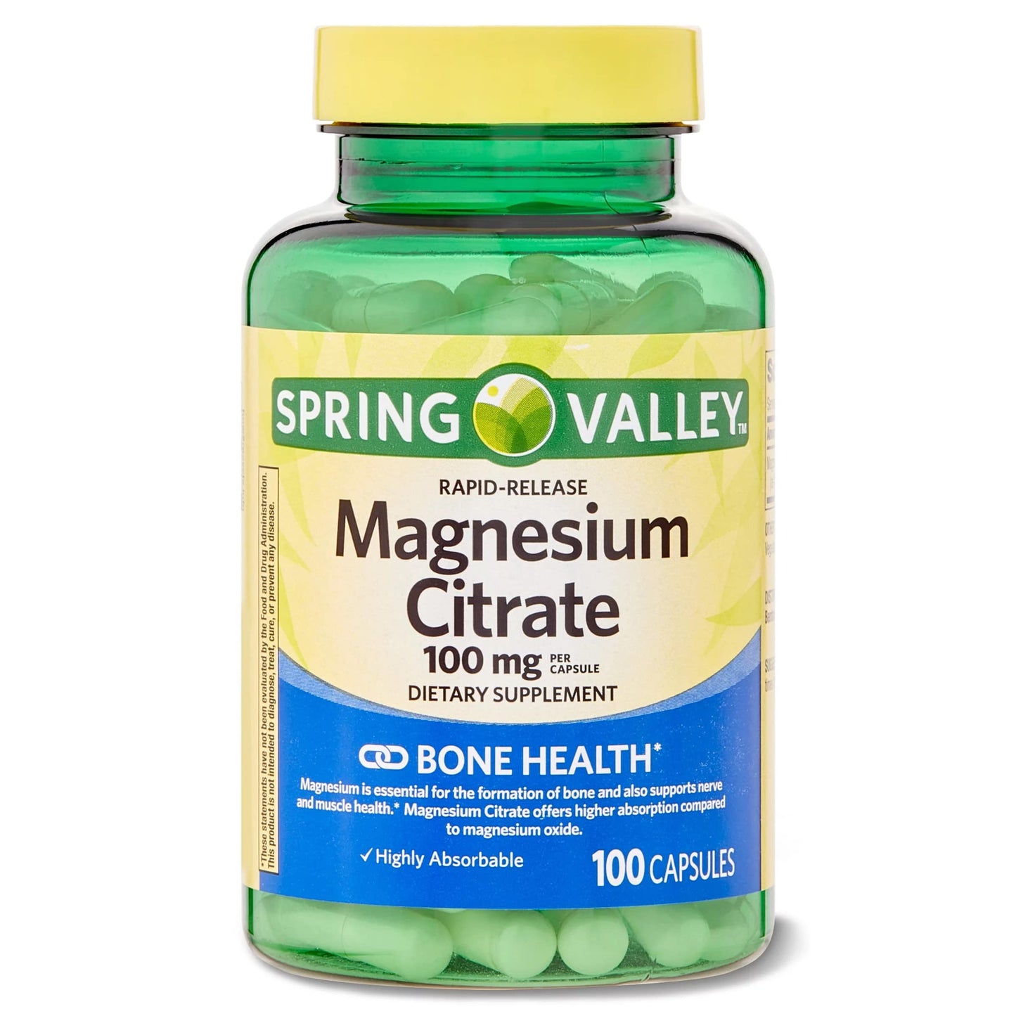 Spring Valley Magnesium Citrate 100 mg Rapid-Release Capsules, 100 Count