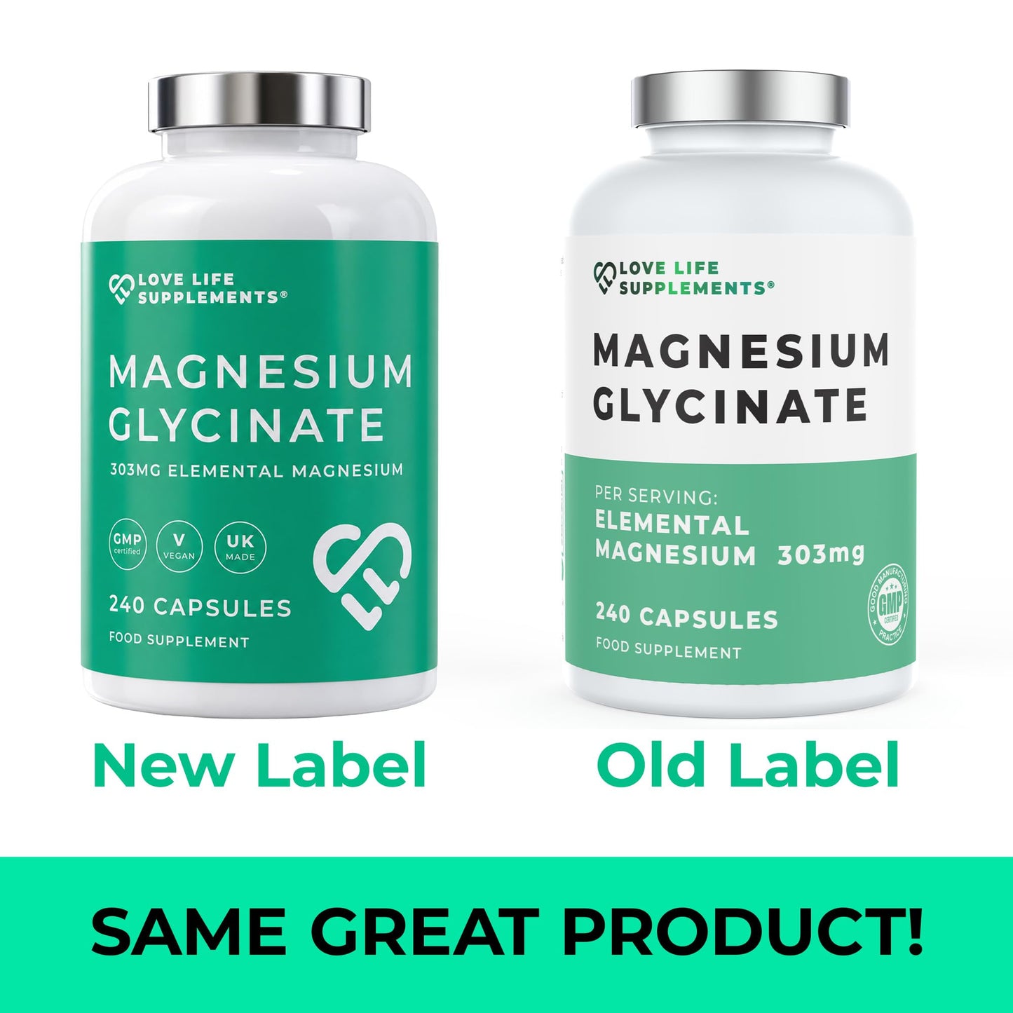 Love Life Supplements Pure Magnesium Glycinate (Bisglycinate) Capsules 240