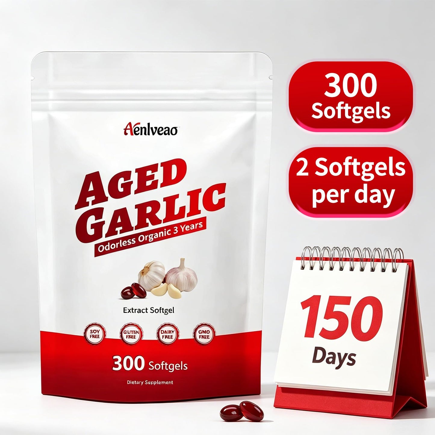 Aenlveao Aged Garlic Extract Supplements Softgel 300