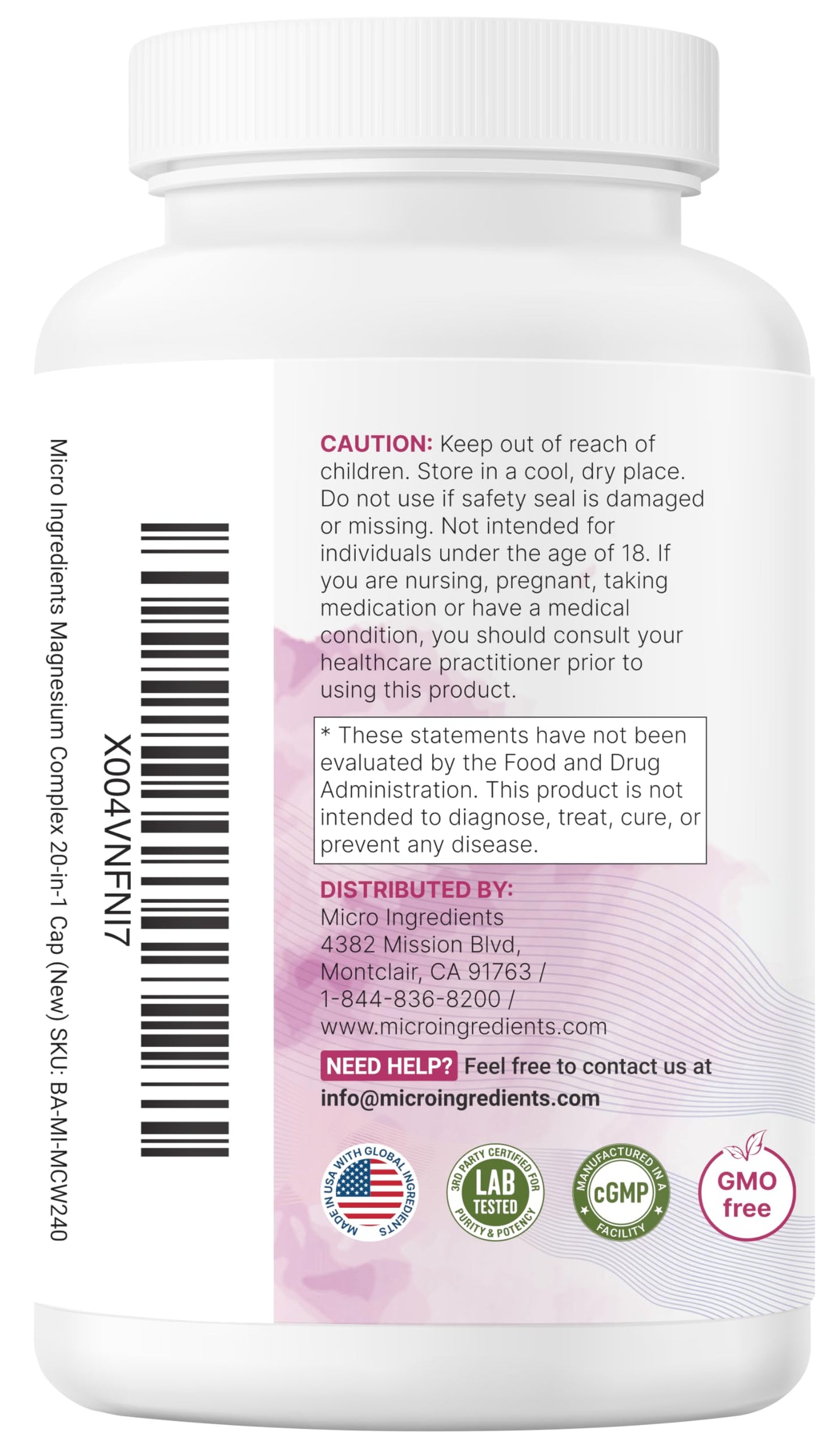 Micro Ingredients Magnesium Complex for Women Capsule, 240 Vegetarian Capsules