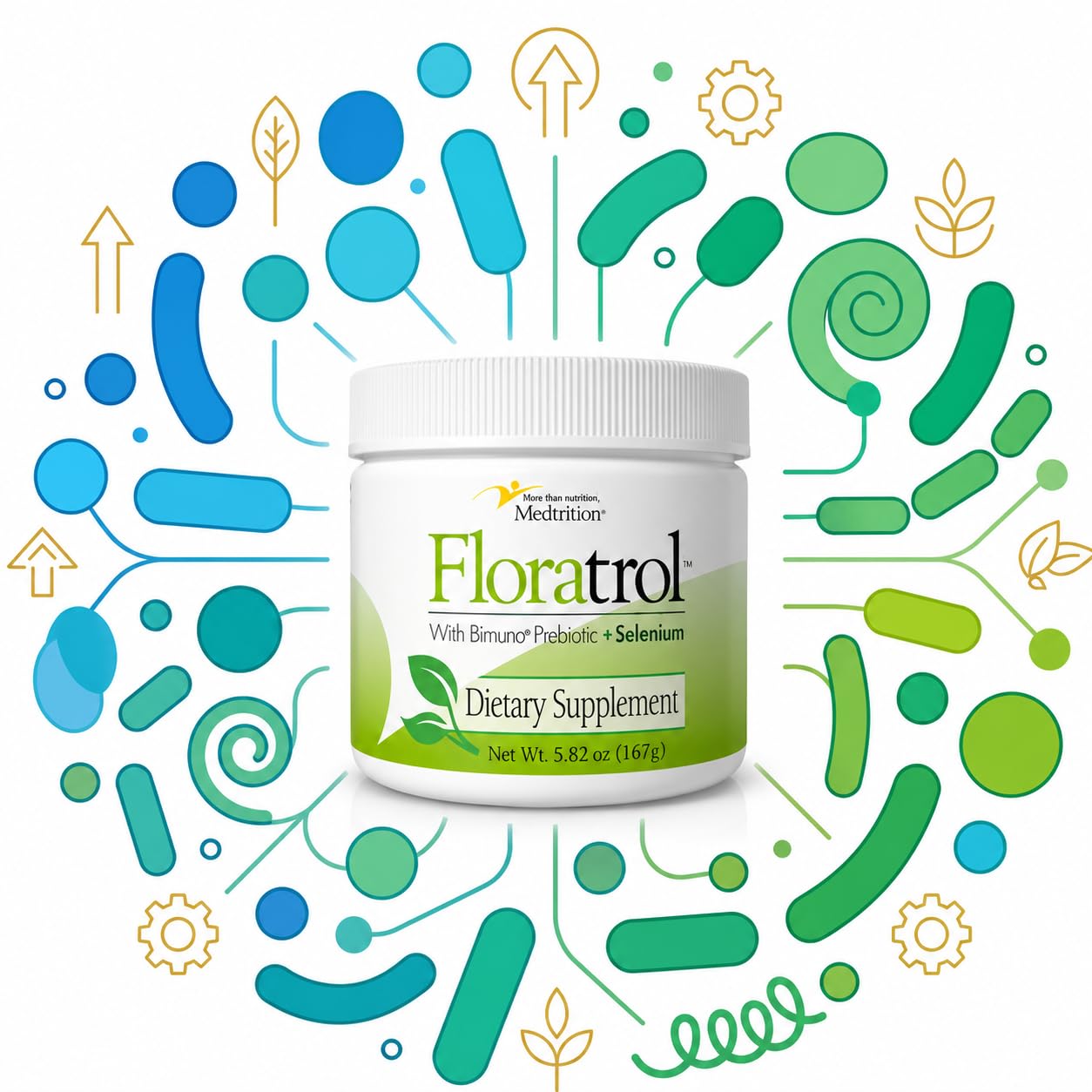 Medtrition Floratrol Prebiotic Fiber Powder for Digestive Health – Bimuno GOS Prebiotic + Selenium – Supports Gut Health & Regularity – Dissolves Clear and Fast, No Grit or Taste, Small Serving 5.89 oz