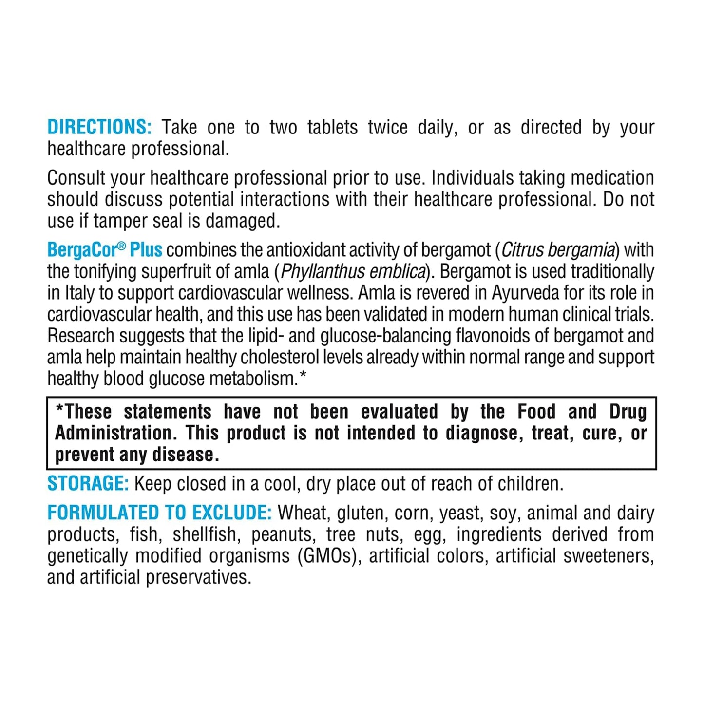XYMOGEN BergaCor Plus - Heart & Cardiovascular Support - 8 mg Bergamot & 500 mg Amla Superfruit - Vegetarian, Gluten-Free & Non-GMO, 60 Tablets