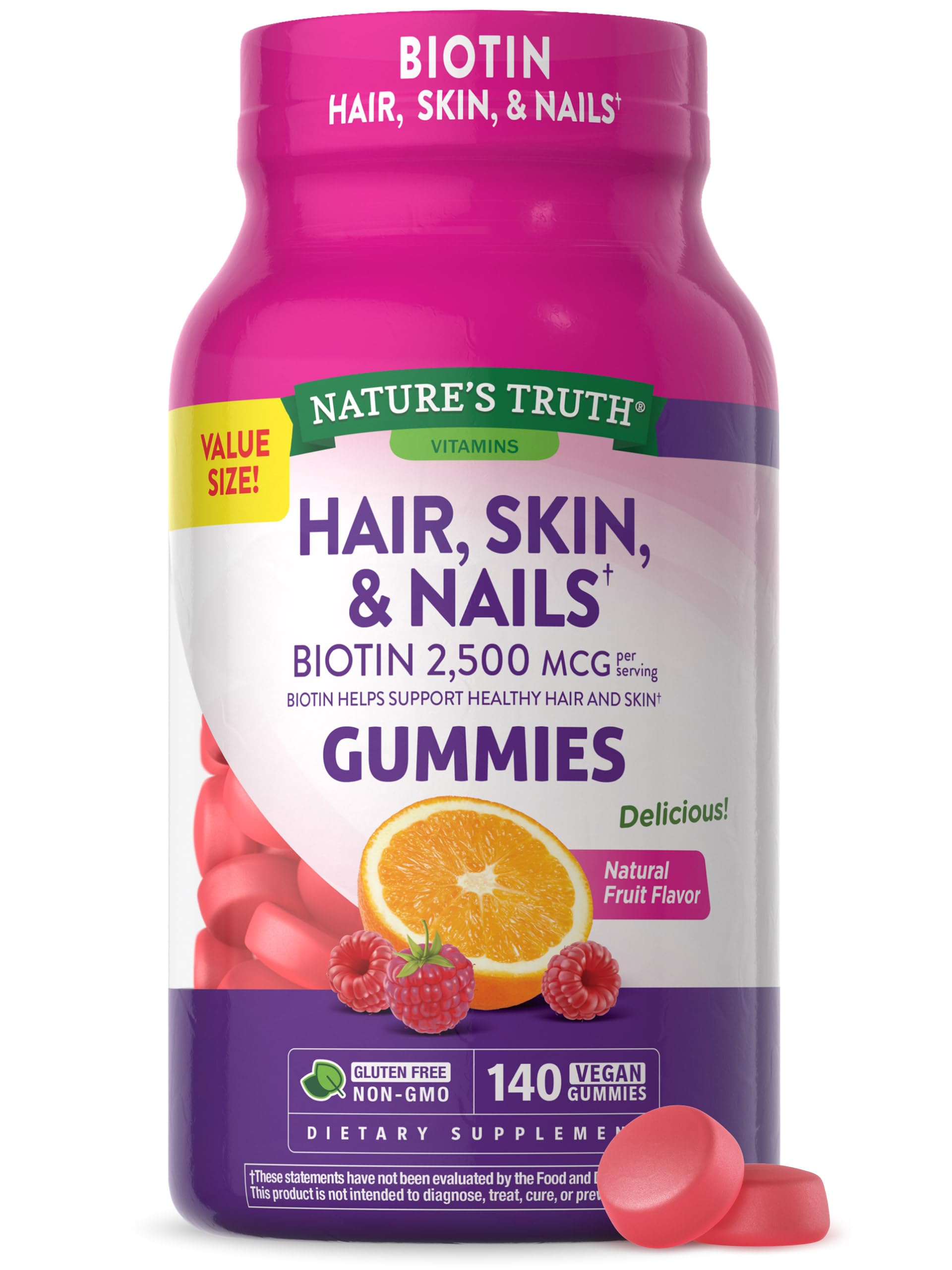 Nature's Truth Hair, Skin, and Nails Gummies with Biotin 140 Count