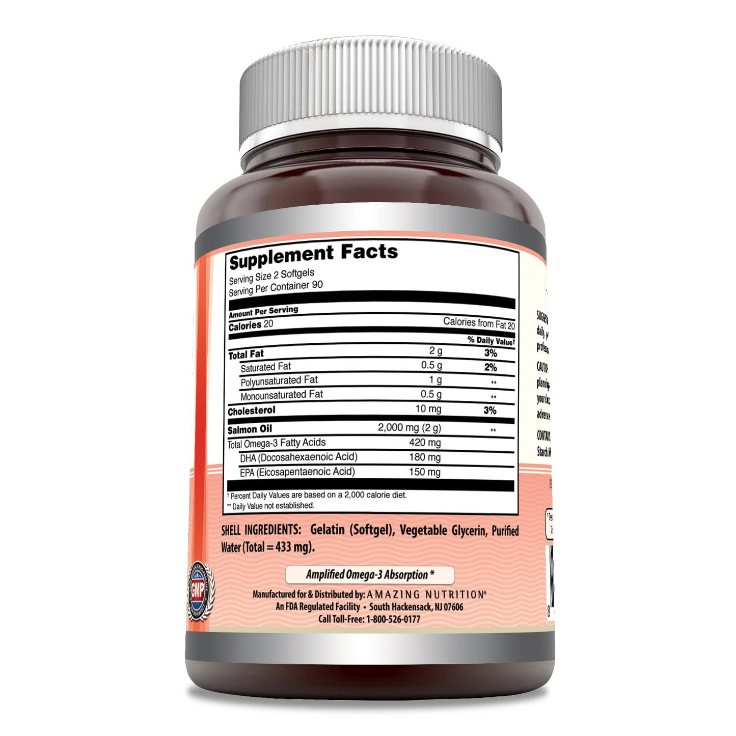 Amazing Nutrition Amazing Omega Wild Alaskan Salmon Oil Supplement Softgels 180