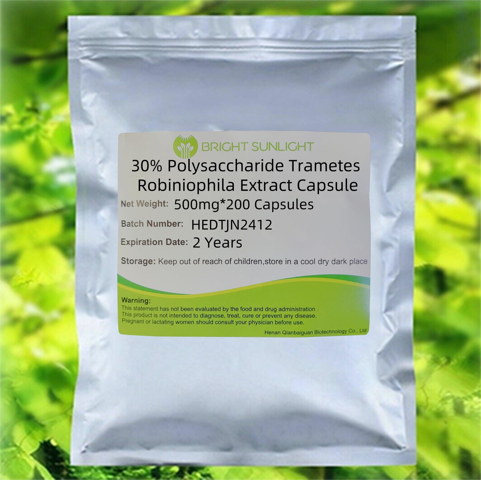 Bright sunlight Trametes Robiniophila Extract 30% Polysaccharide Capsules, 200 Capsules