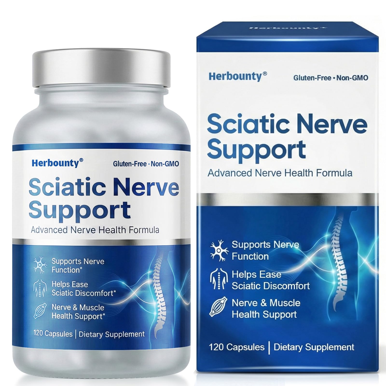 Herbounty Sciatic Nerve Support Supplement Capsules, 120 Count
