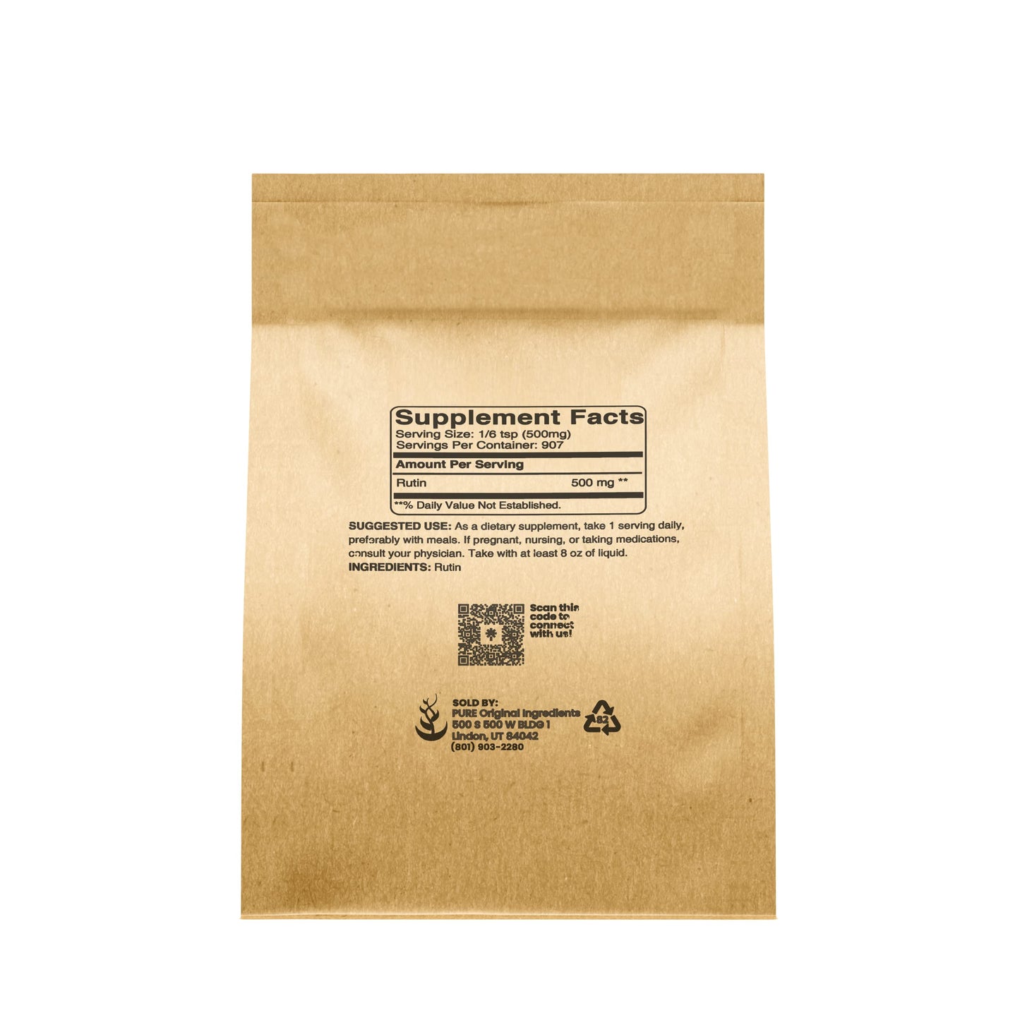 PURE ORIGINAL INGREDIENTS Rutin Powder 16 oz