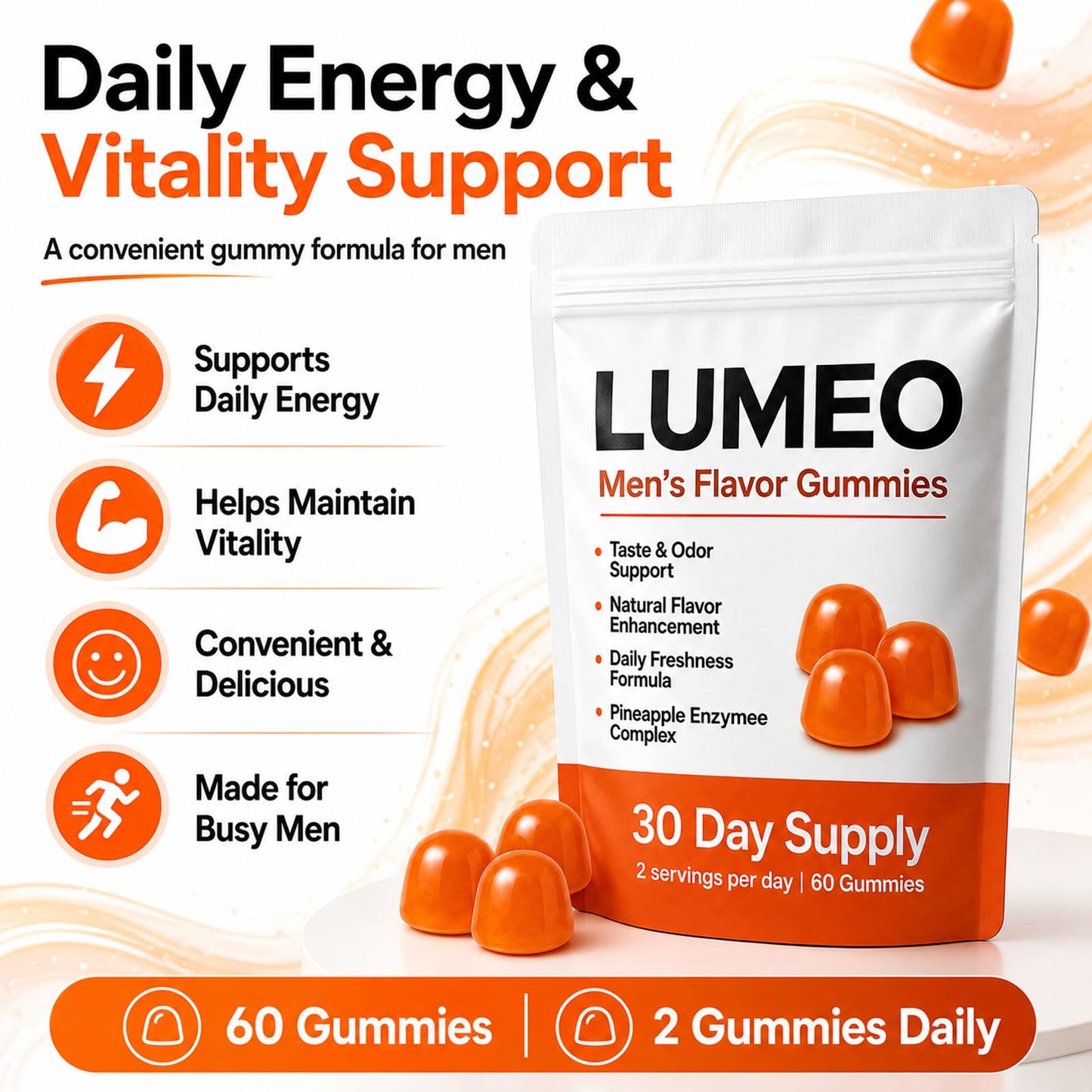 KWEZTY Lumeo Men's Flavor Gummies, 60 Gummies