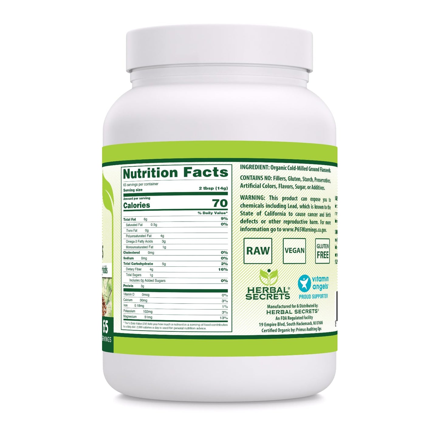 Herbal Secrets Ground Flaxseeds Powder 32 Ounce (Pack of 1)