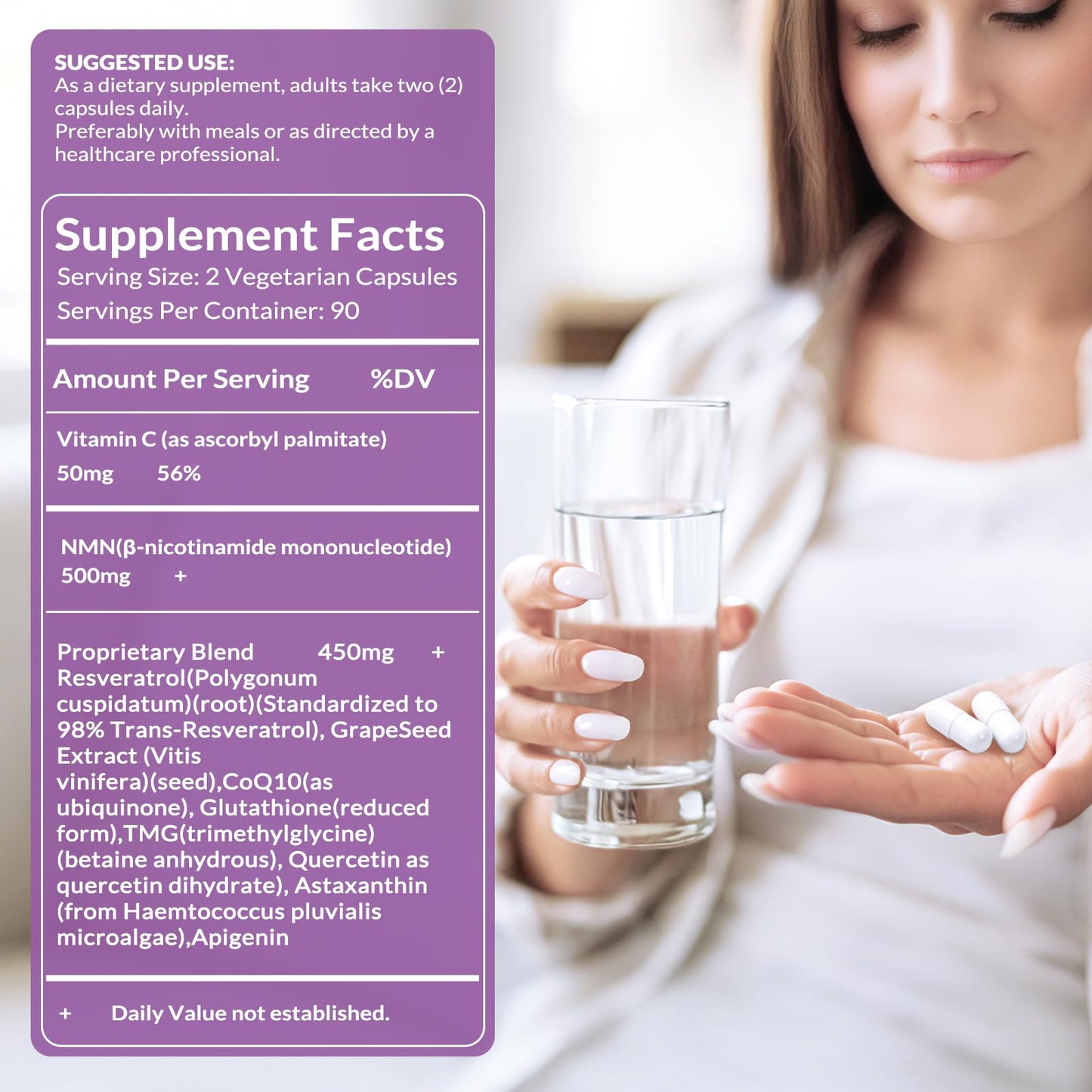 Aolbtrfb NMN Supplement 10-in-1 with Nicotinamide Mononucleotide, Resveratrol, TMG & Quercetin & Glutathione Softgel 120