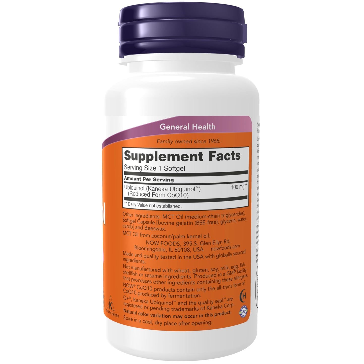 NOW Foods Ubiquinol 100 mg High Bioavailability (the Active Form of CoQ10) Softgels, 60 Softgels