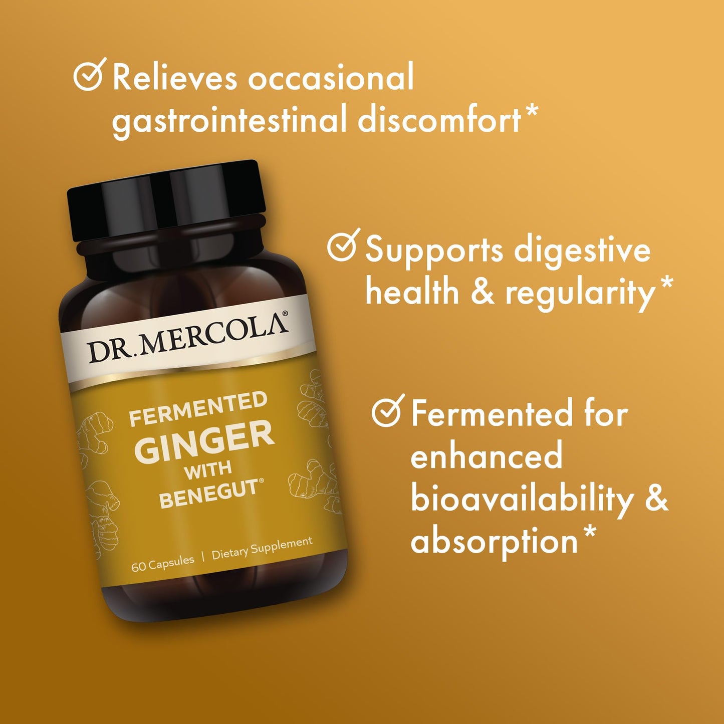 Dr. Mercola Fermented Ginger with Benegut Capsule, 60 Count