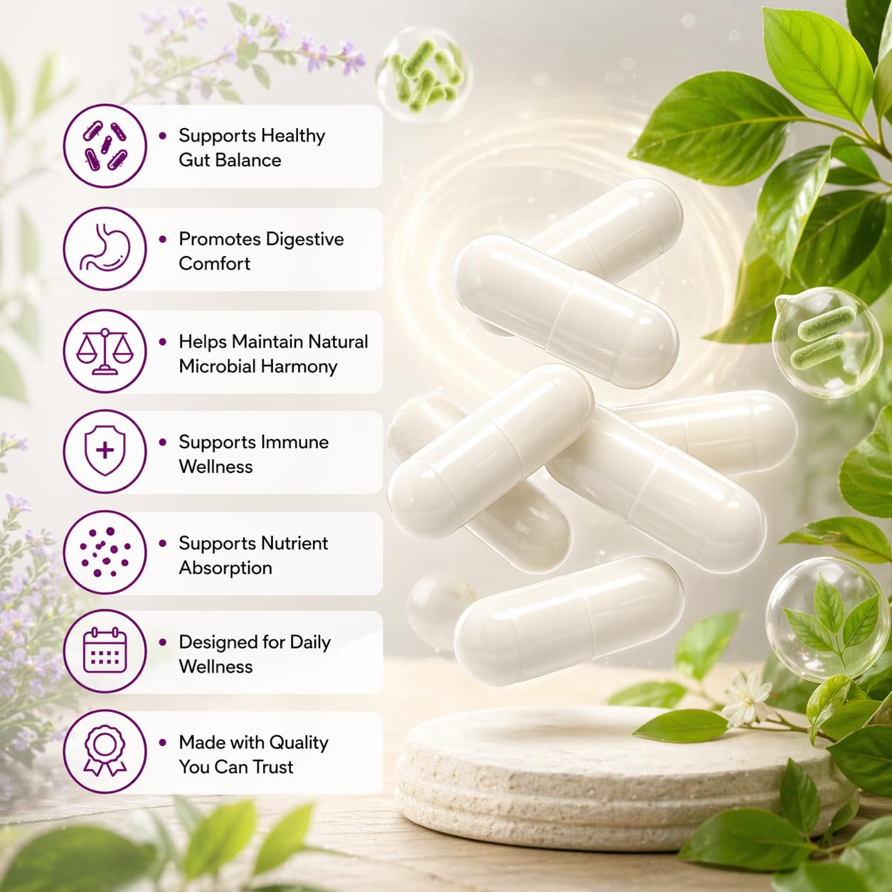JAW ENTERPRISES Micro Biome for Women & Men, Gut Health & Digestive Support, 60 Capsules