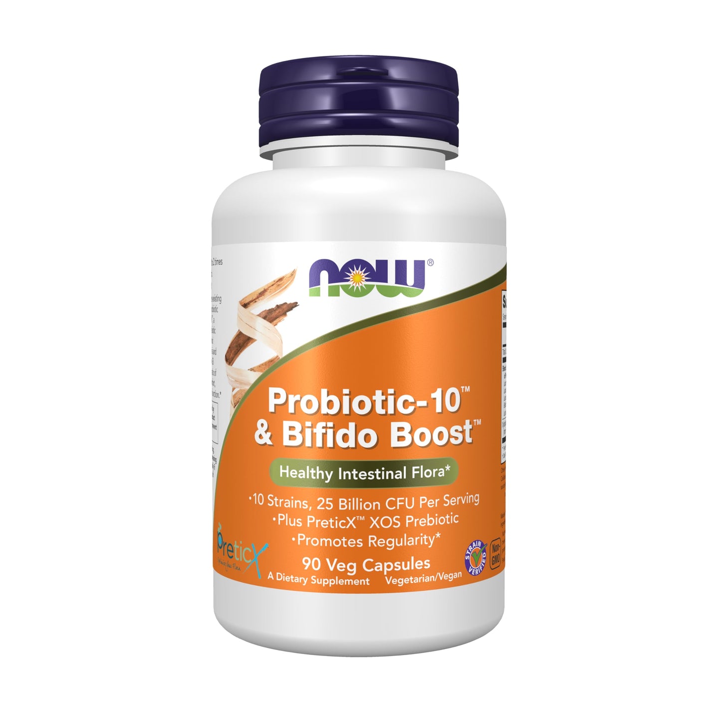 NOW Foods Probiotic-10 & Bifido Boost with 10 Strains, 25 Billion CFU per Serving, PreticX XOS Prebiotic, 90 Capsules