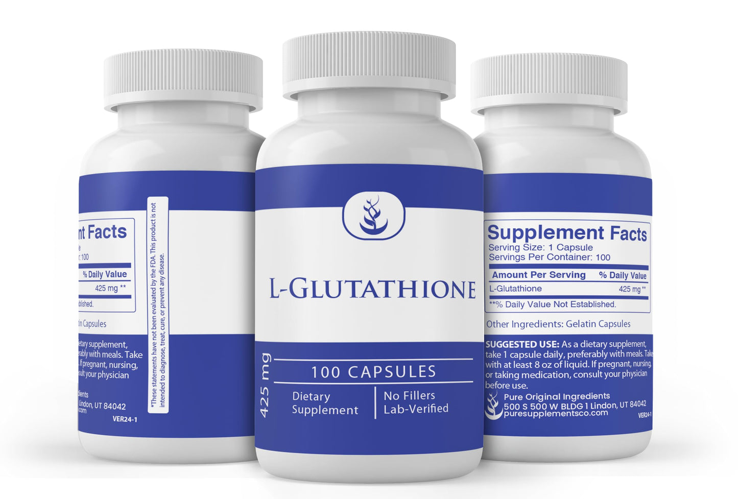 PURE ORIGINAL INGREDIENTS L-Glutathione Capsules 100 Capsules