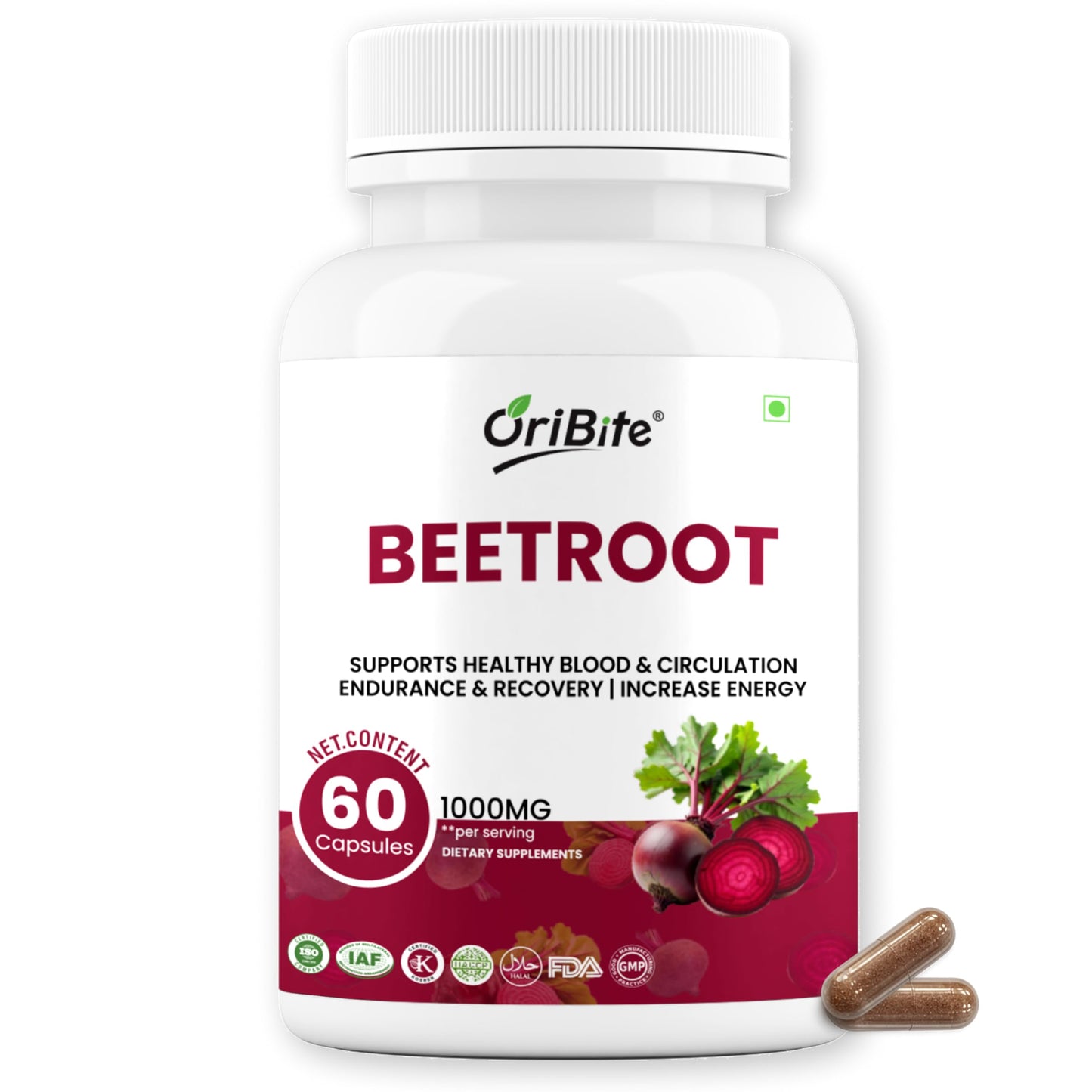 ORIBITE Beetroot 1000mg Capsule, 60 Capsules