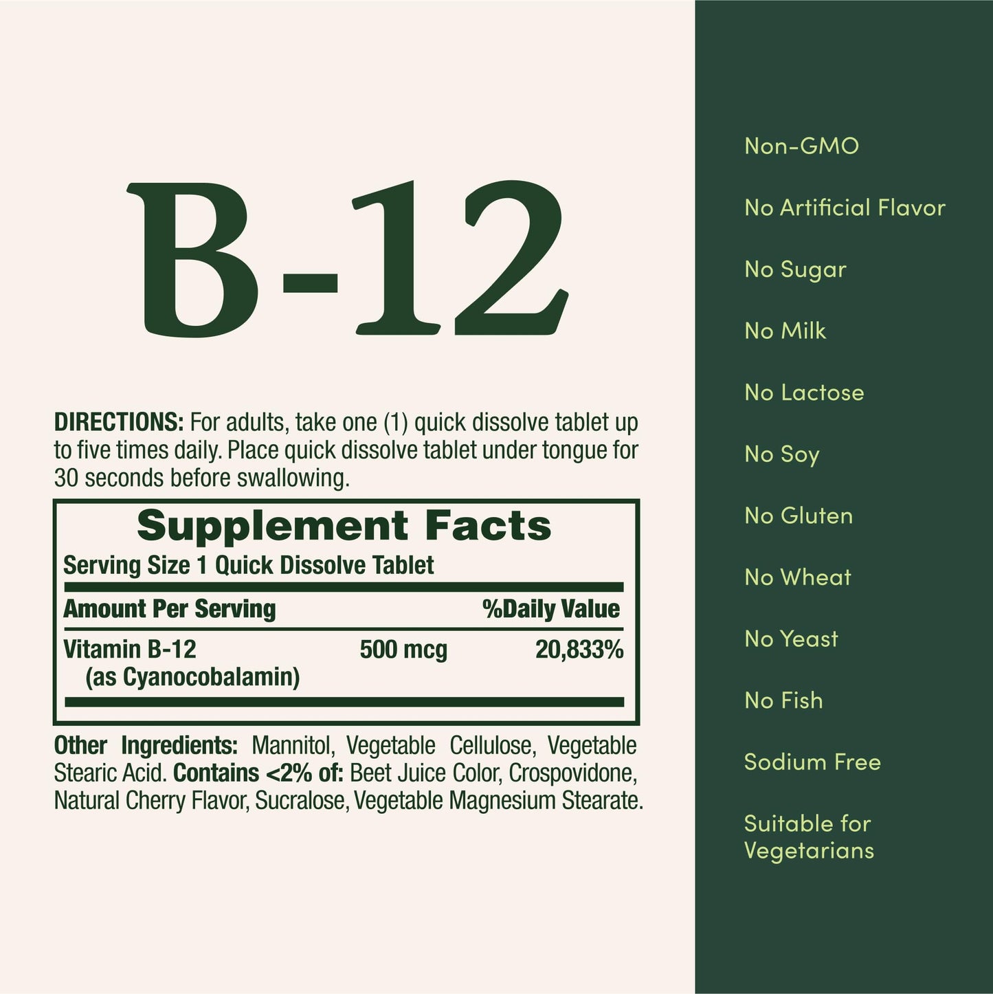 Nature's Bounty Vitamin B12 Tablet, 100 Tablets