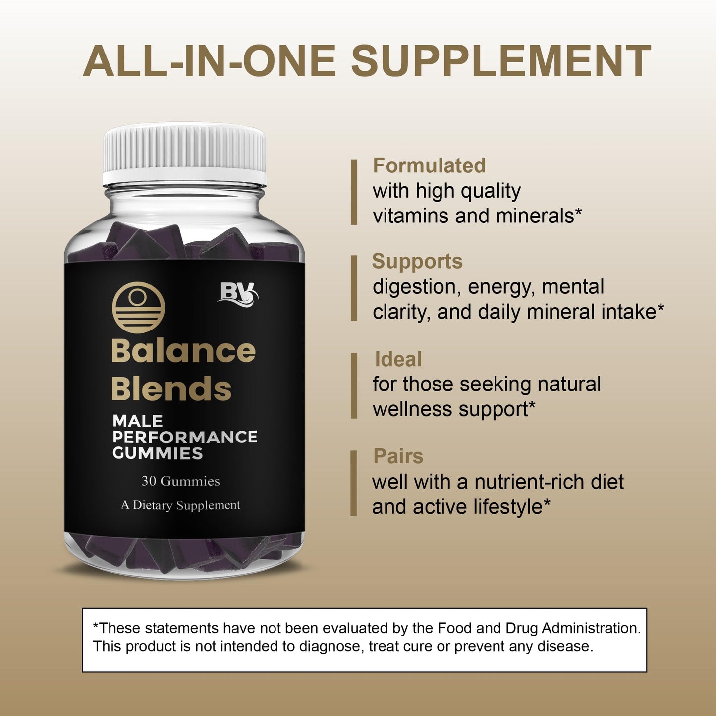 BLUE VIBE Balance Blends Premium Performance Formula Gummies 30 Gummies