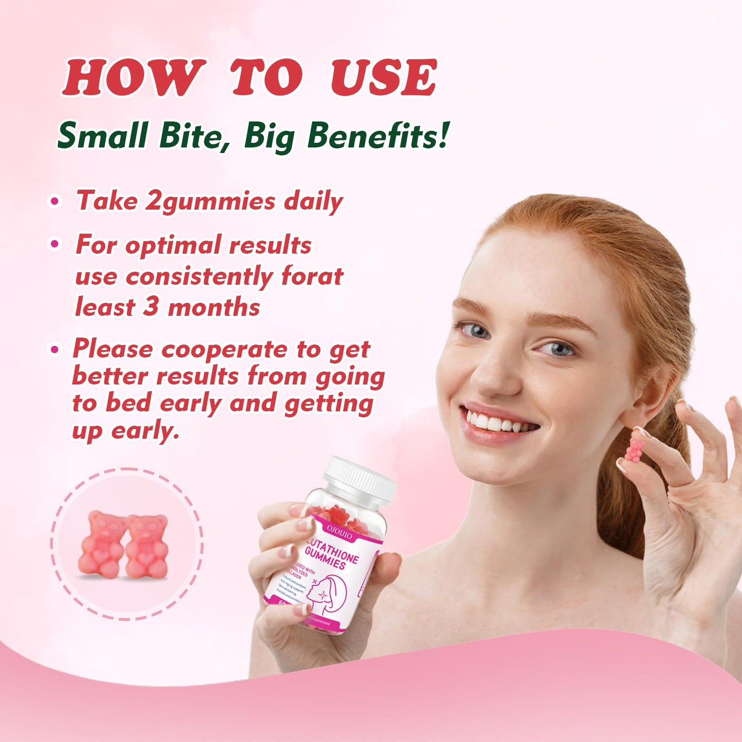 OJOIJIO Glutathione 5000mg Gummies with Marine Collagen - Skin Brightening & Anti-Aging Supplement, Supports Wrinkle & Dark Spot Reduction - Halal, GMP Certified 60 Chewables