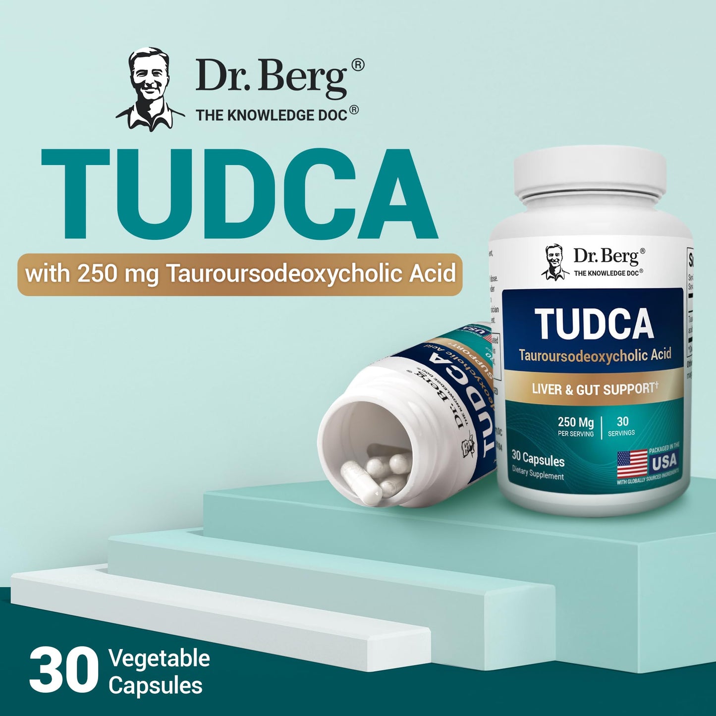 Dr. Berg Nutritionals TUDCA Supplement (Tauroursodeoxycholic Acid) Capsules, 30 Count