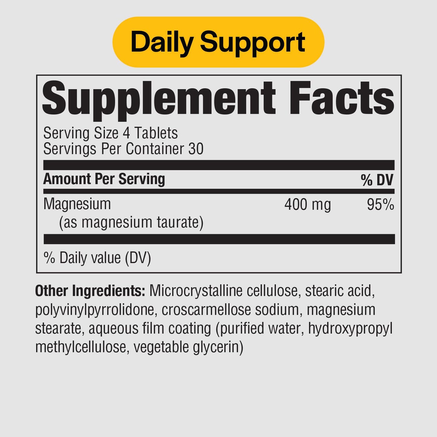 PureFormulas Magnesium Taurate 400mg Tablets, 240 Count