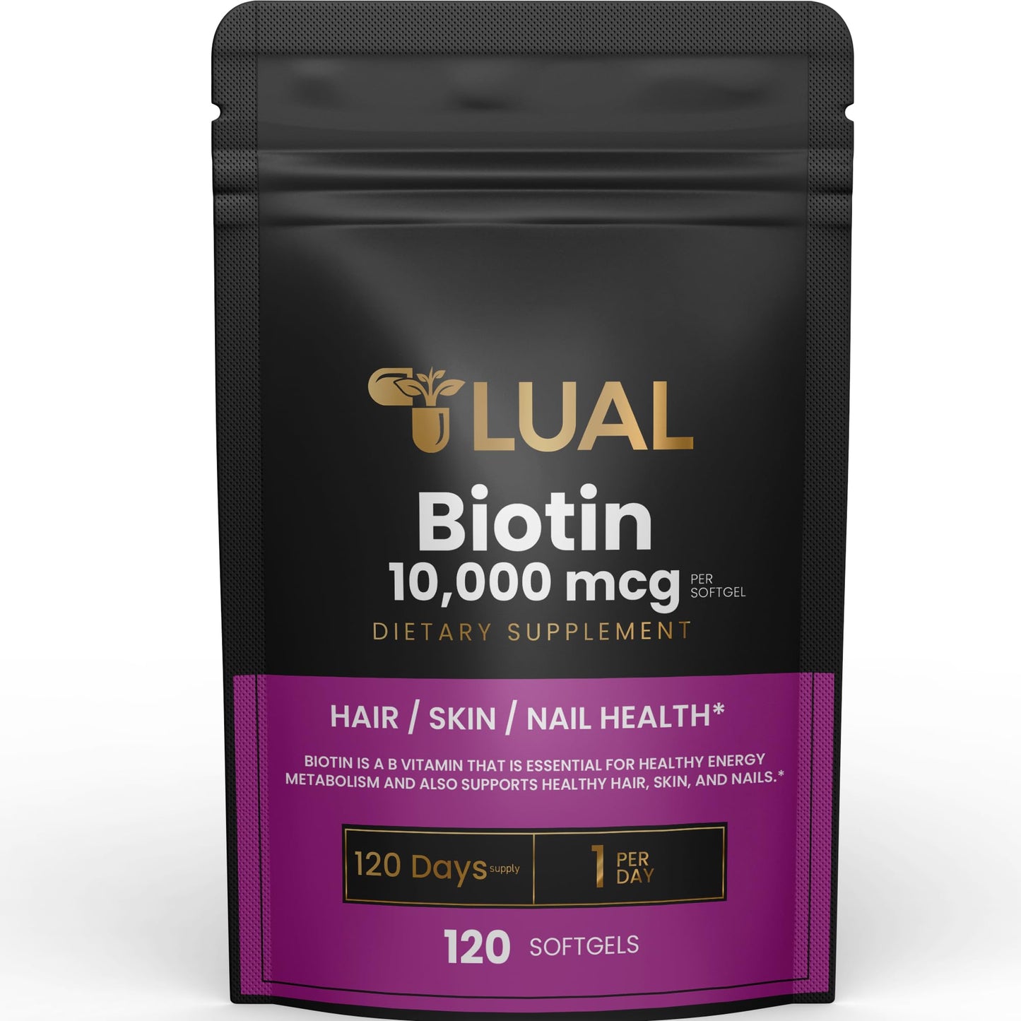 LUAL Biotin 10,000 mcg SoftGels 120 Count