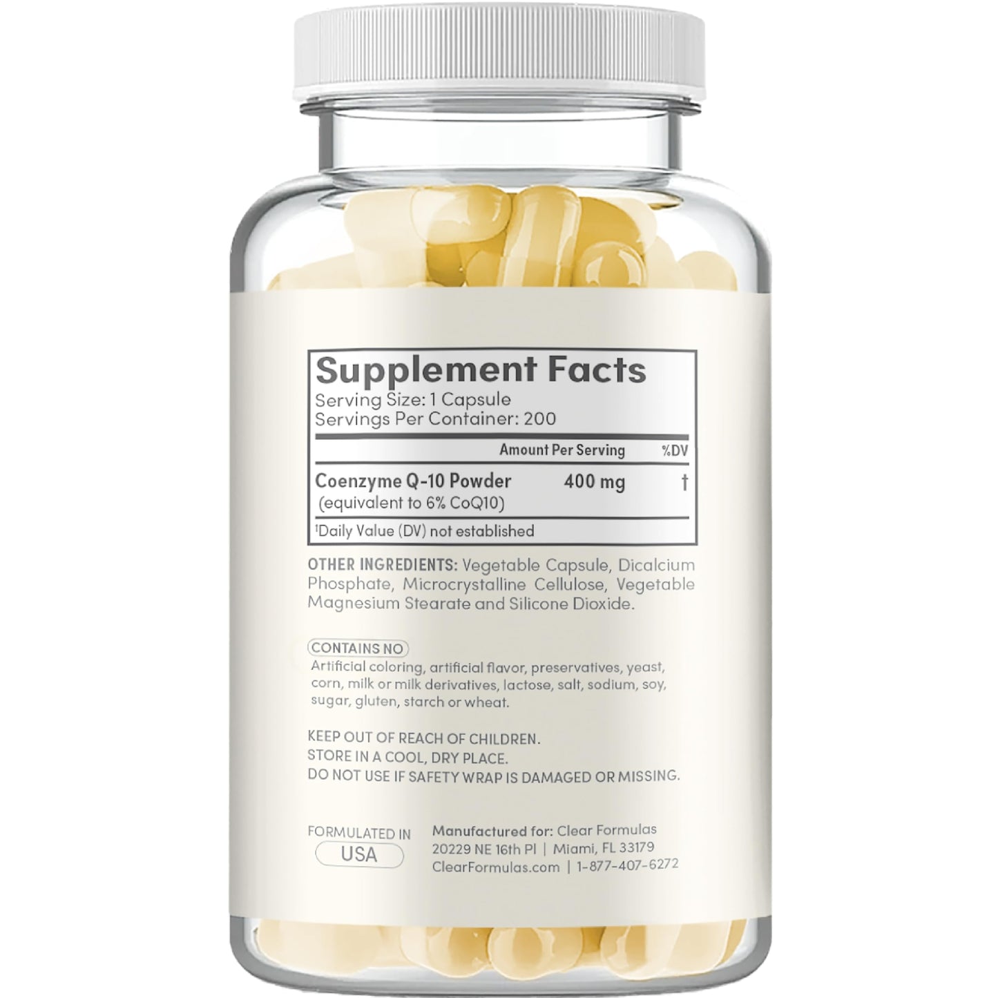 Clear Formulas CoQ10 400mg Capsules, 200 Count