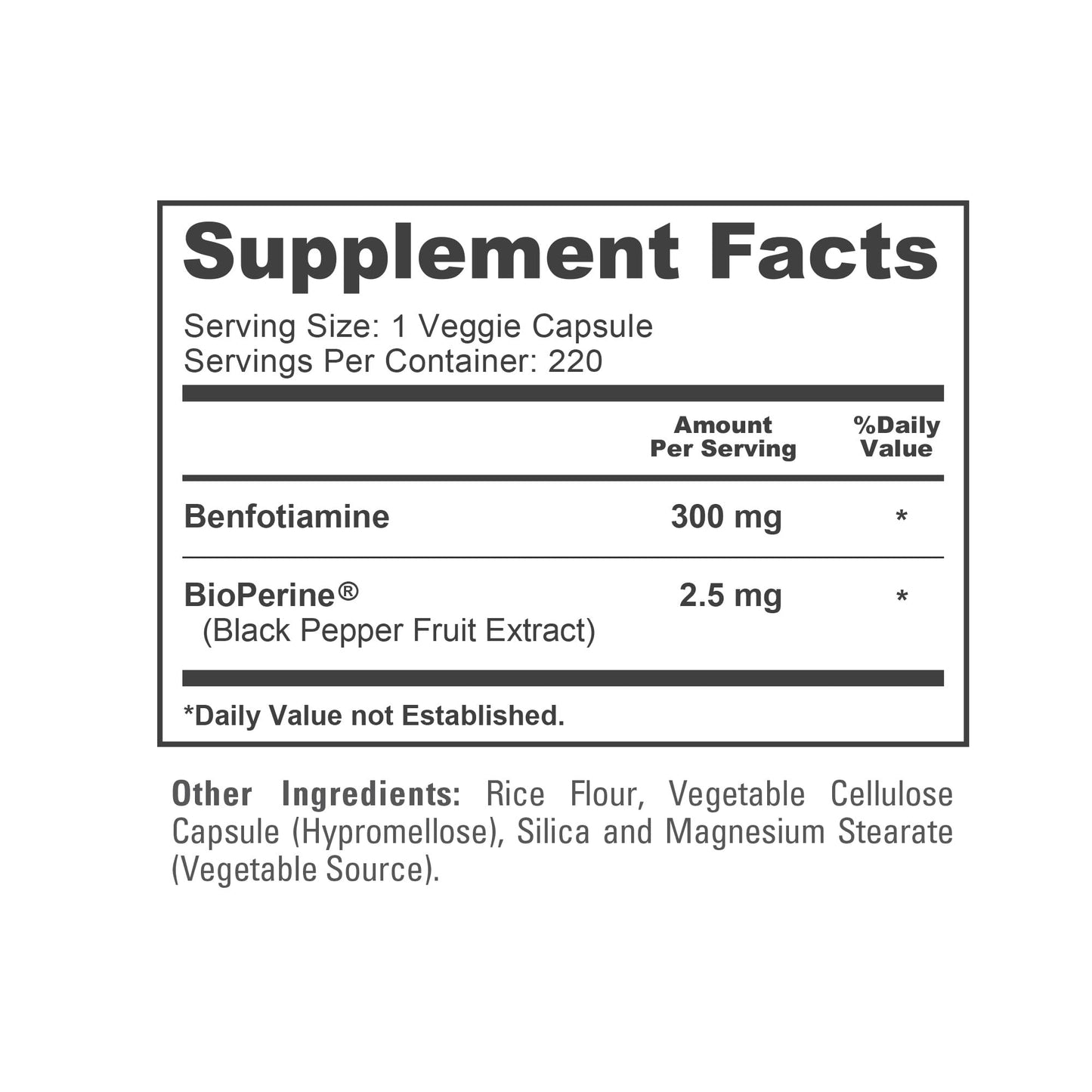 NusaPure Benfotiamine 300mg Capsules 220 Count