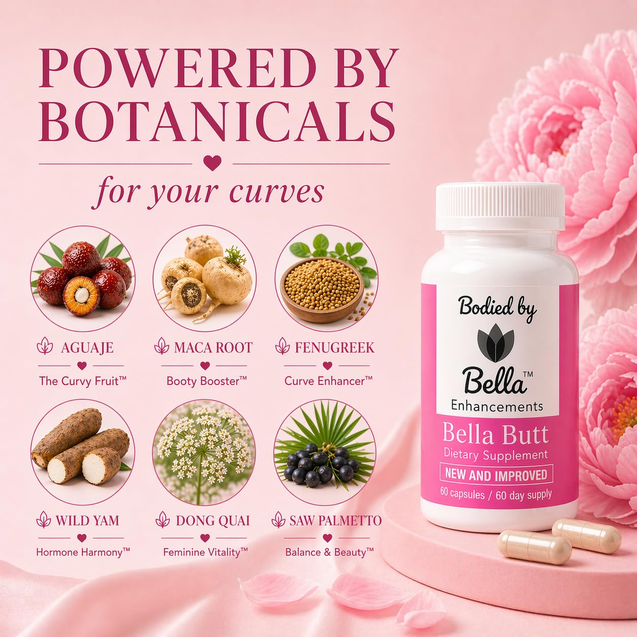 Bodied by Bella Max Strength Bella Butt Supply 60 Capsules