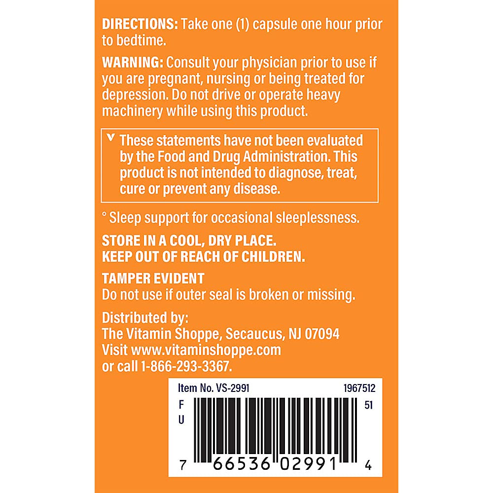 The Vitamin Shoppe Melatonin Sleep Support, Restful Sleep & Healthy Sleep Cycle, Natural Sleep Aid Capsules 240