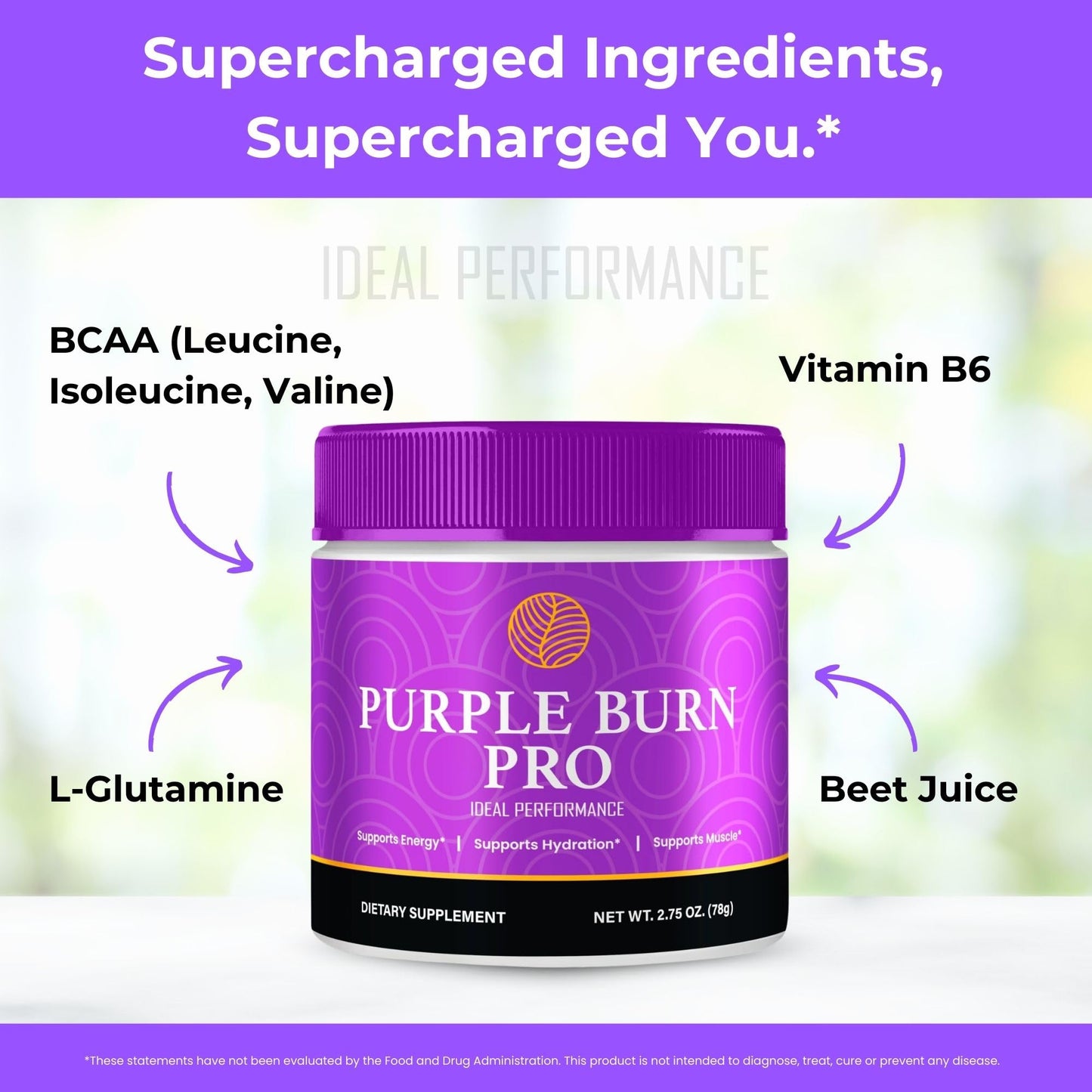 IDEAL PERFORMANCE Purple Burn Pro Powder, 6 Count