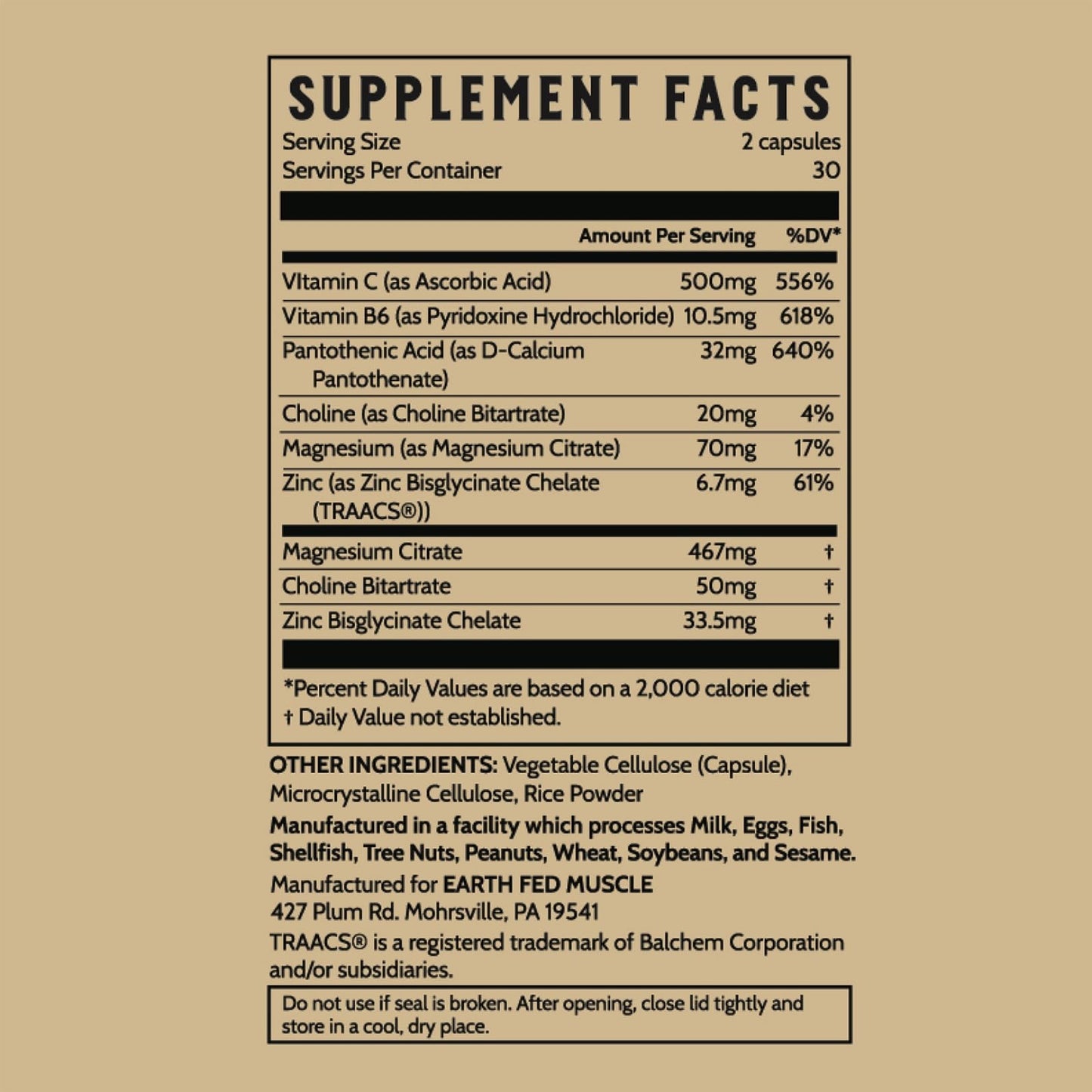 Earth Fed Muscle Forty Winkz ZMA Sleep Support for Men and Women Capsules 60 Count