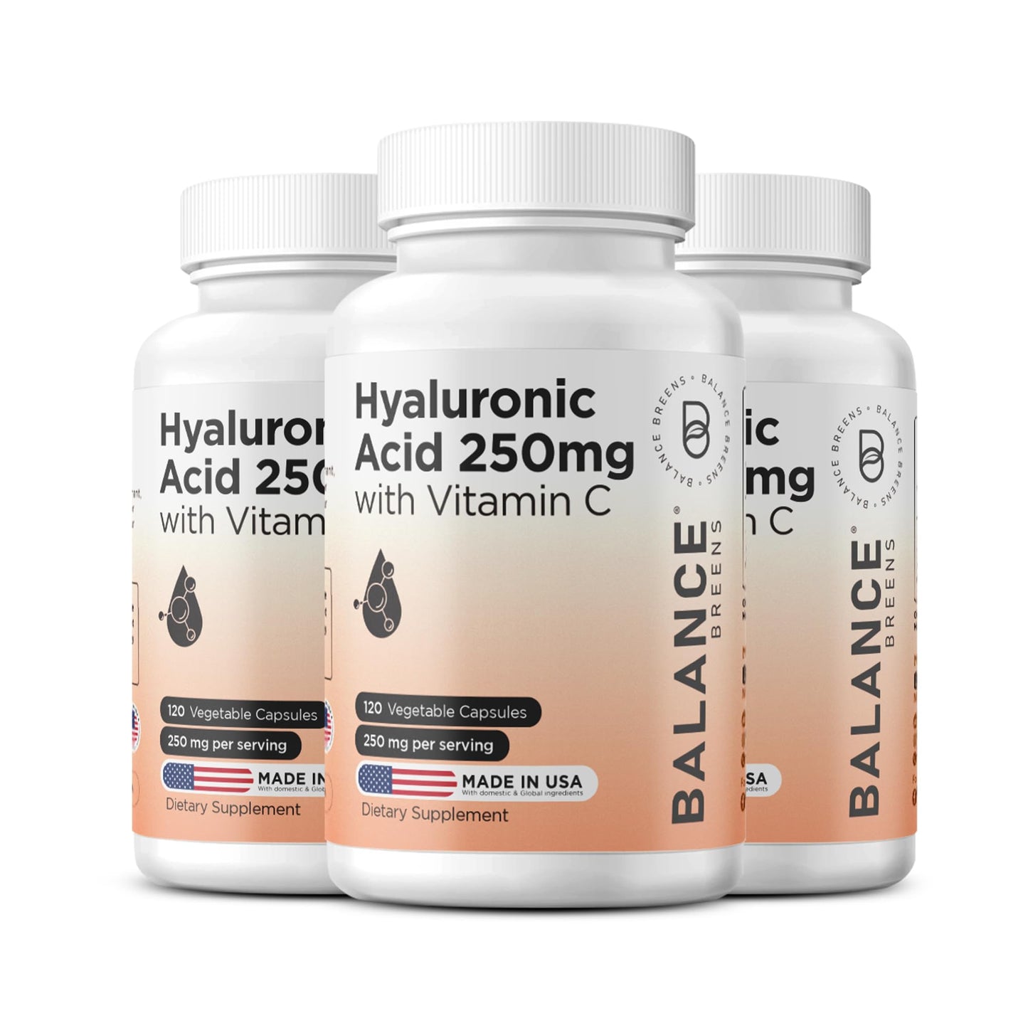 Balancebreens Hyaluronic Acid Supplement 250mg with Vitamin C 50mg Capsules, 360 Capsules