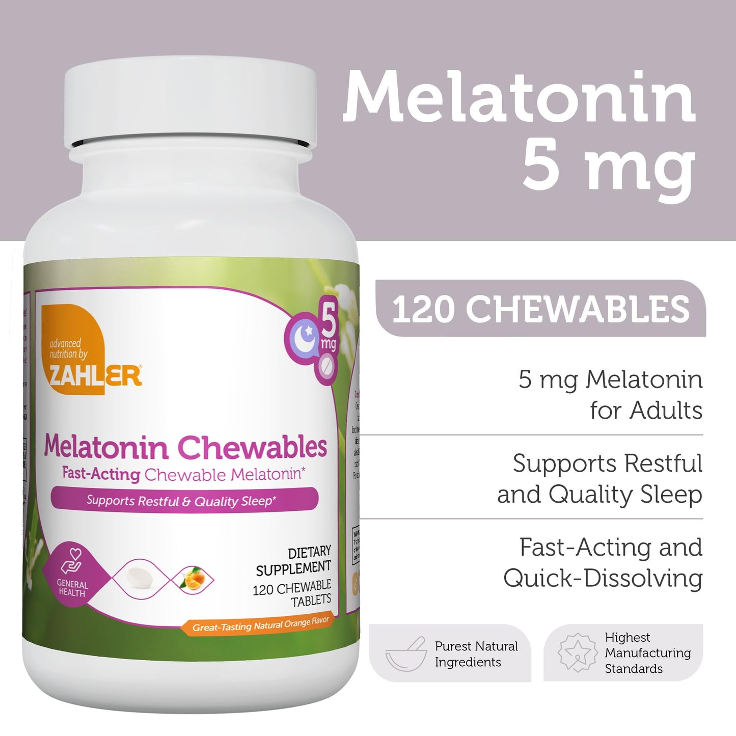 Zahler Melatonin 5mg Tablets, 120 Count