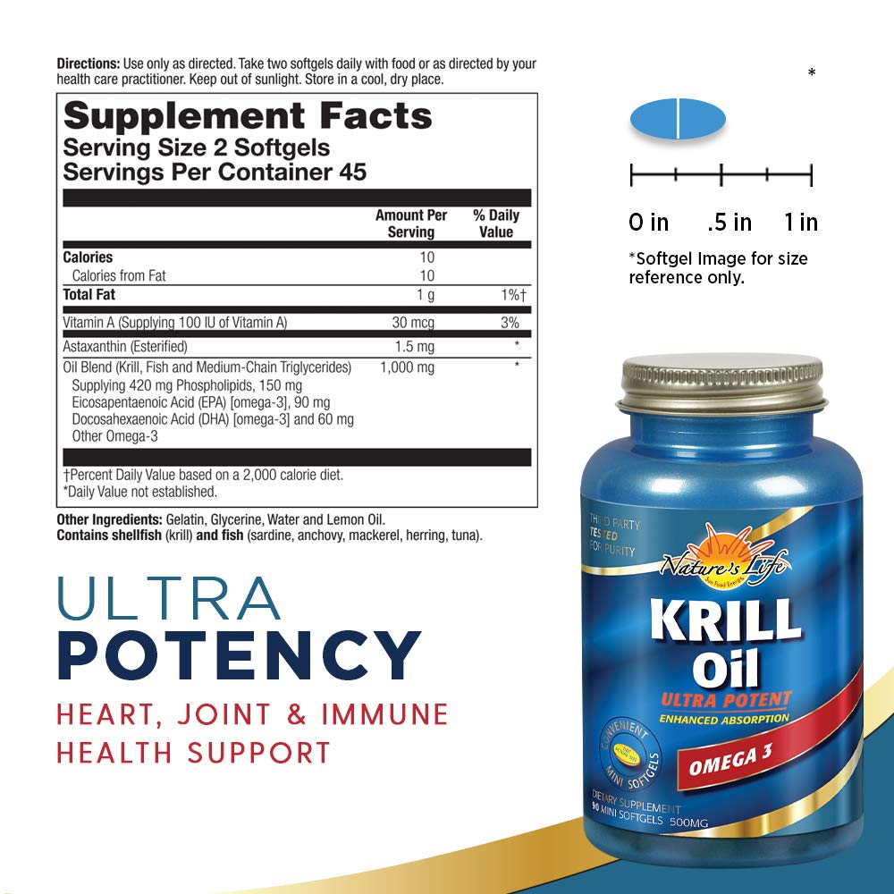 Nature's Life Krill Oil 1000mg Softgels, 90 Count