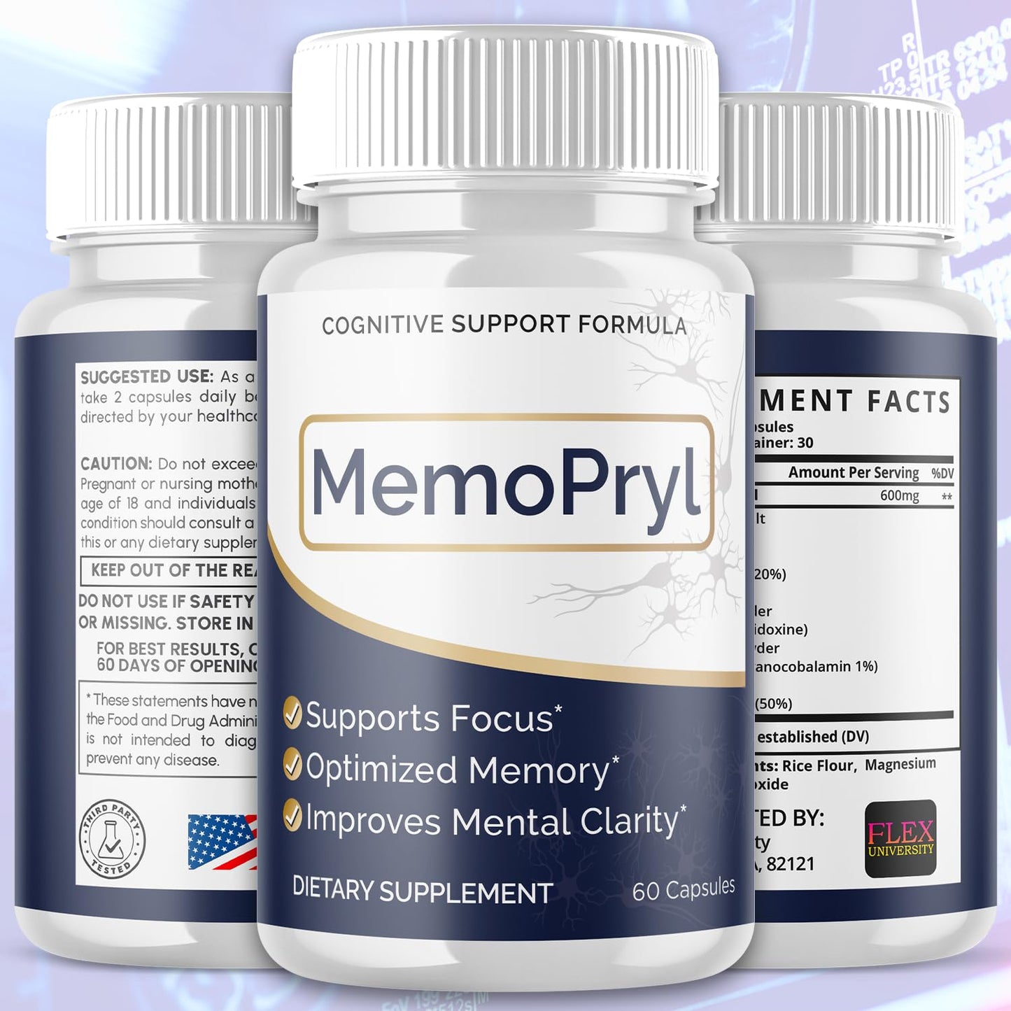 Flex University Memopryl Brain Pills Capsule, 60 Count
