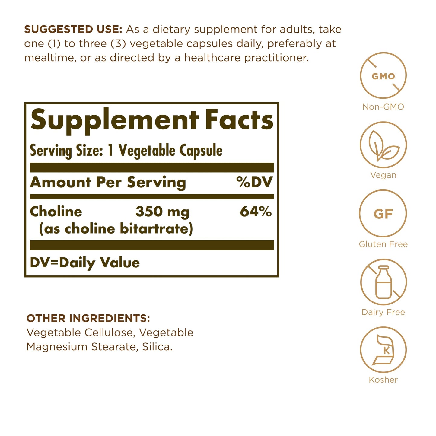 Solgar Choline 350 mg Capsule, 200 Capsules