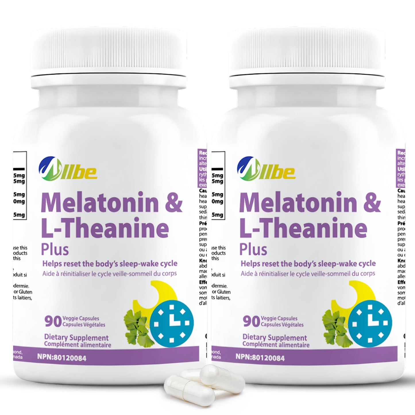 Allbe SleepCan Capsules 5mg Melatonin with Phosphatidylserine and L-Theanine, 180 Count