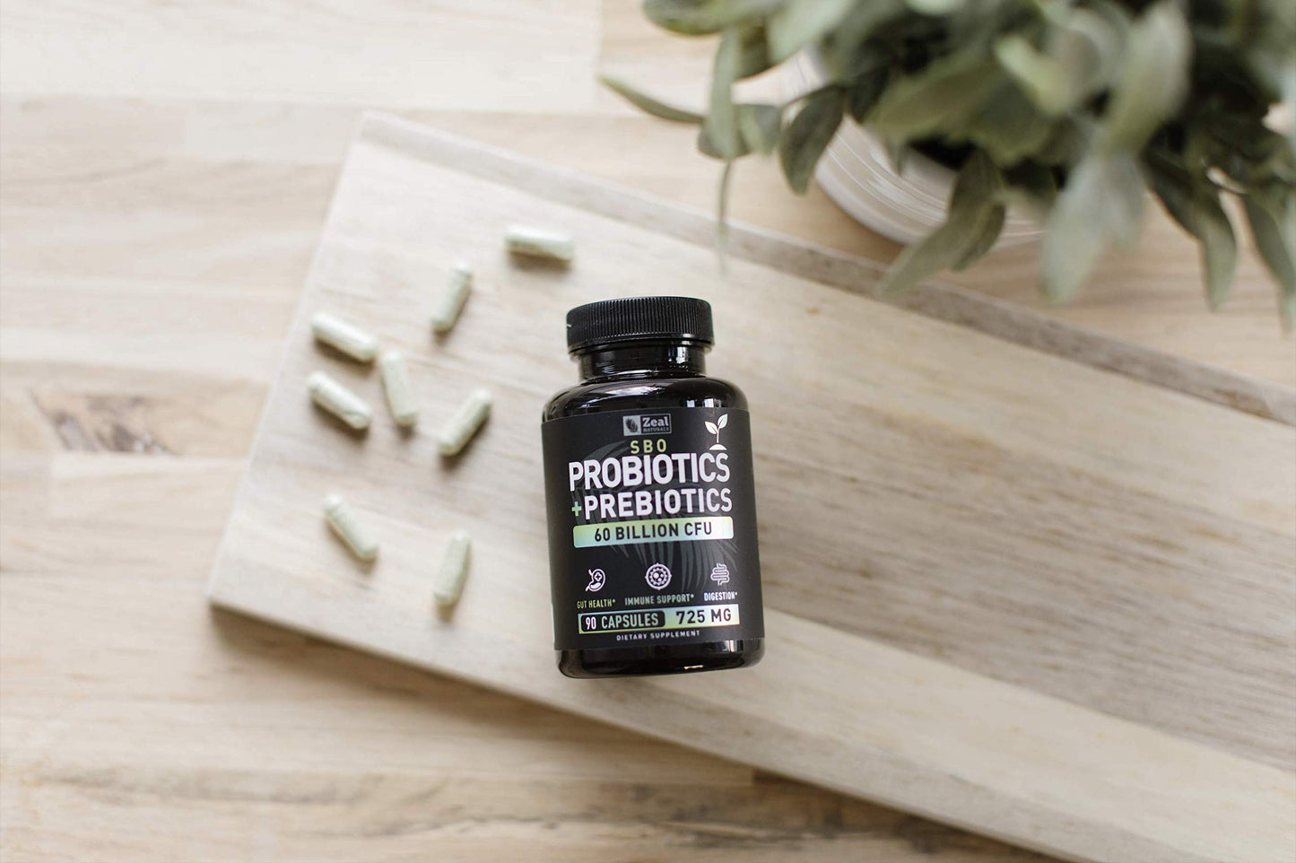 Zeal Naturals Probiotics and Prebiotics + SBO Probiotics (60 Billion CFU) 90 Capsules